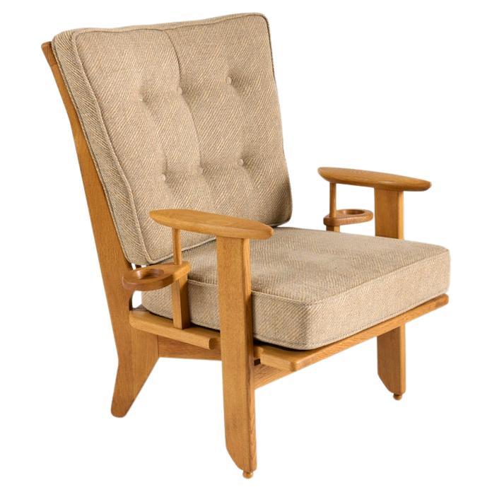 Guillerme et Chambron, Armchair with Drink Holders, France, c. 1960 For Sale