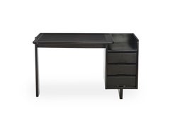 Guillerme et Chambron, Asymmetrical Ebonized Oak Desk, France, Mid-20th Century