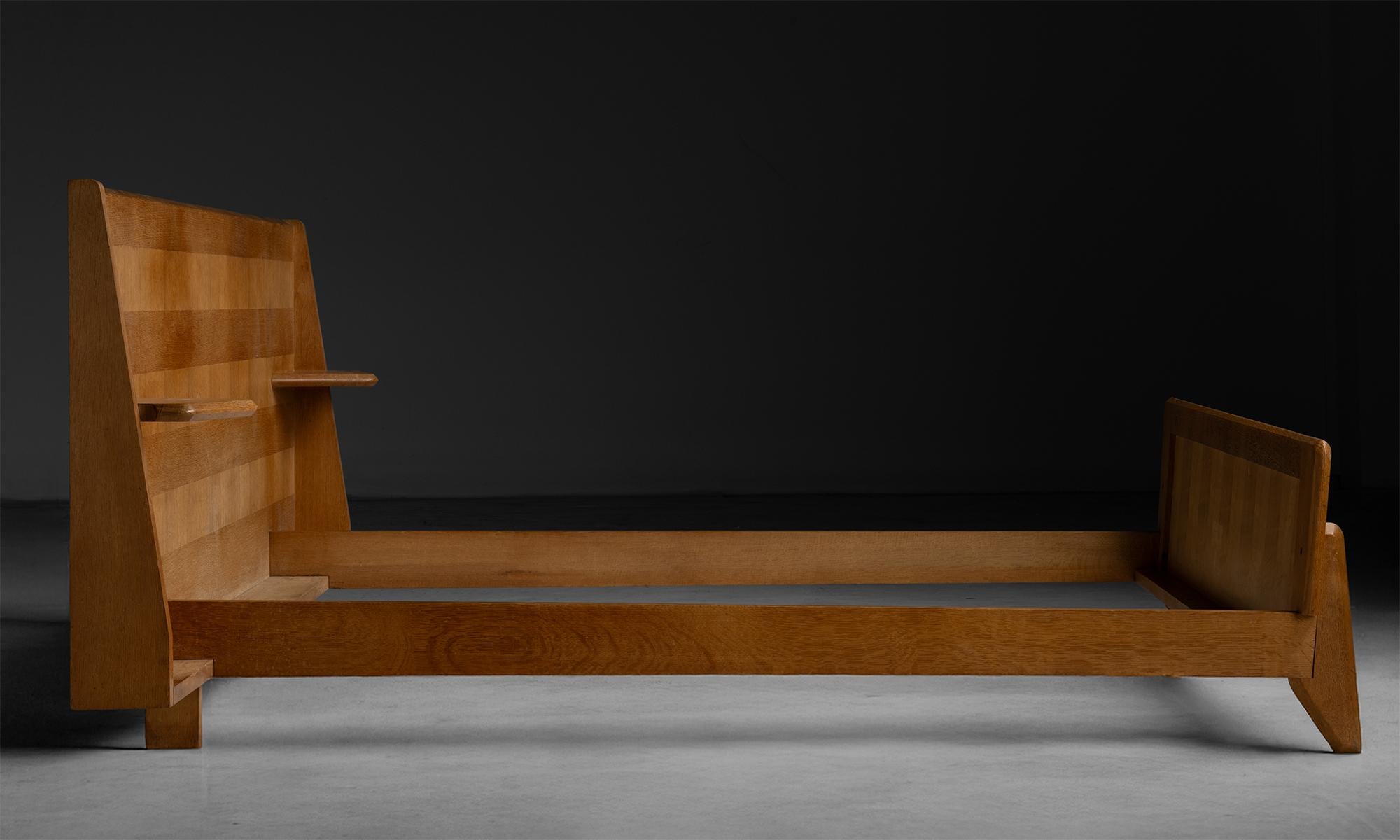 Mid-Century Modern Guillerme et Chambron Bed Frame, France, 1960