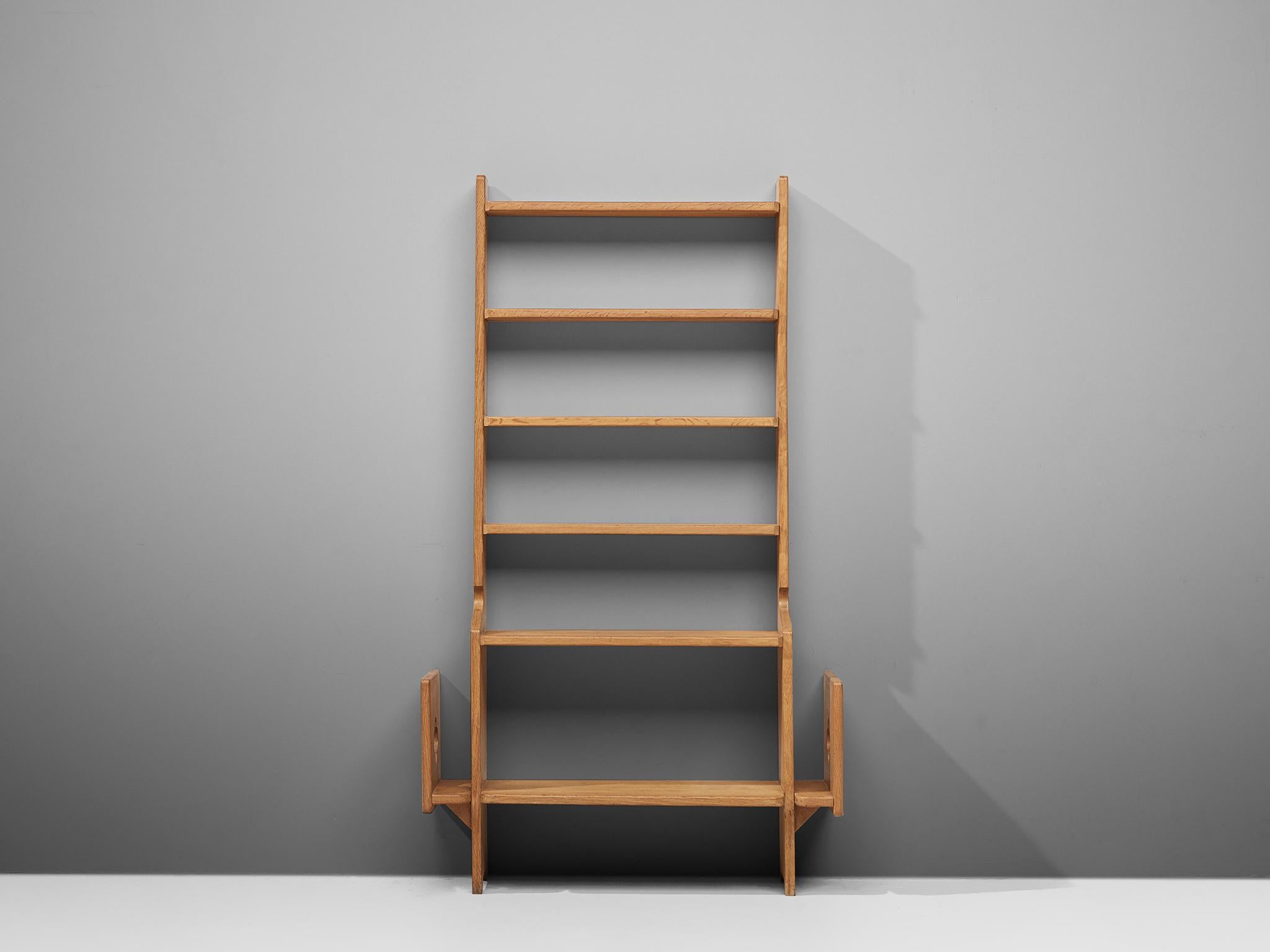 Mid-Century Modern Guillerme & Chambron Bookcase in Solid Oak