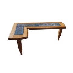 Guillerme et Chambron, Boomerang Coffee Table in Oak and Ceramic