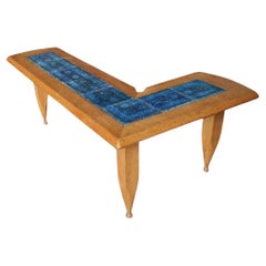 Guillerme et Chambron, Boomerang Coffee Table in Oak and Ceramic