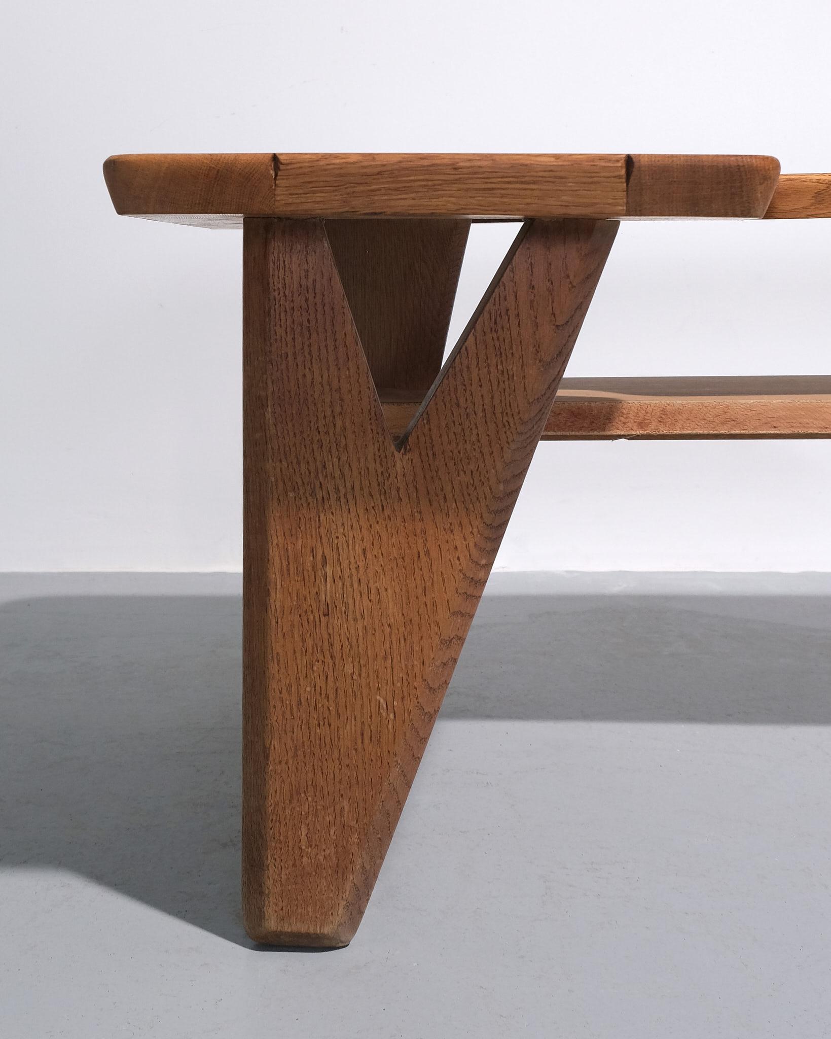 Mid-Century Modern Guillerme et Chambron 'Boomerang' Coffee Table With Ceramic Tiles For Sale