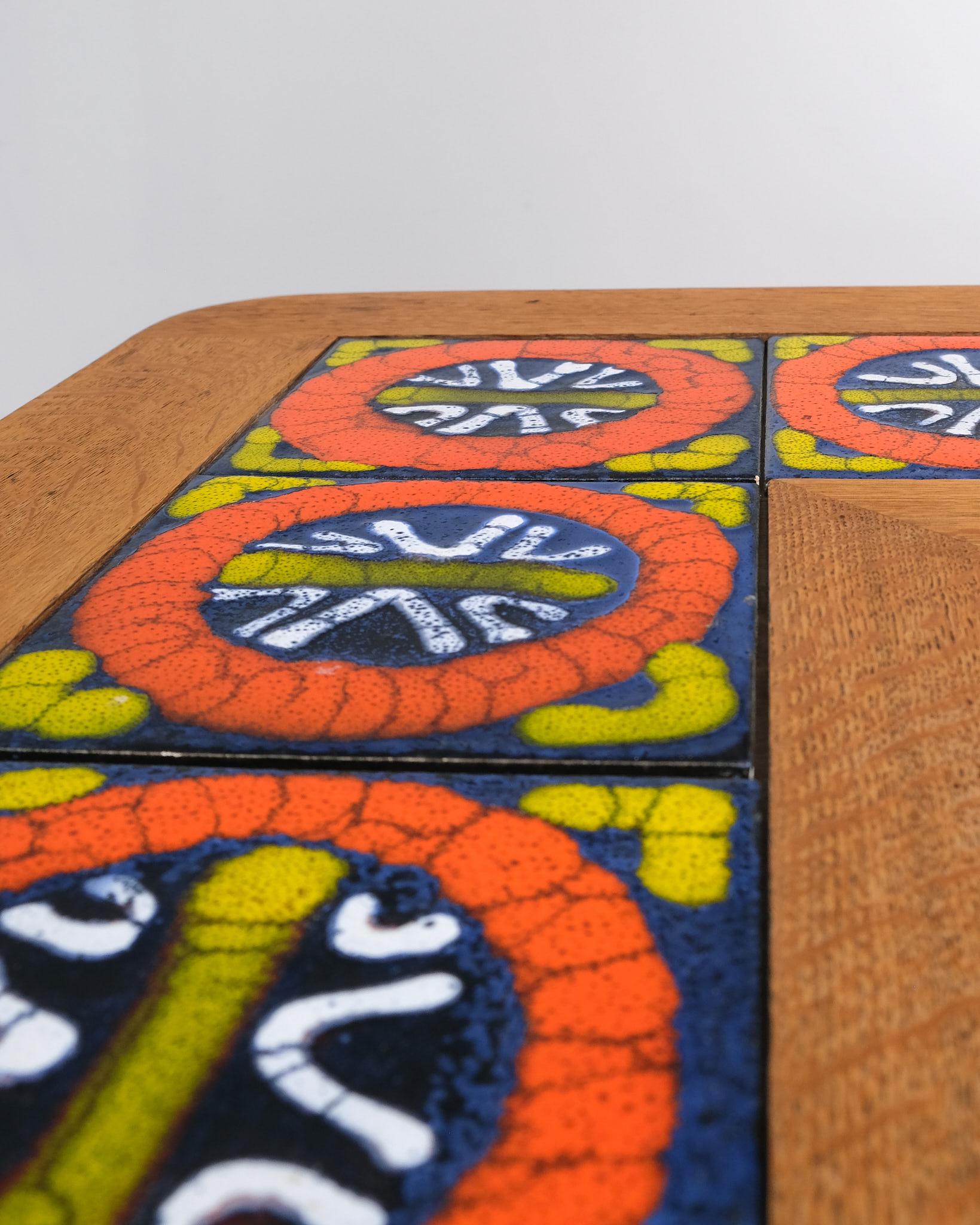 French Guillerme et Chambron 'Boomerang' Coffee Table With Ceramic Tiles For Sale