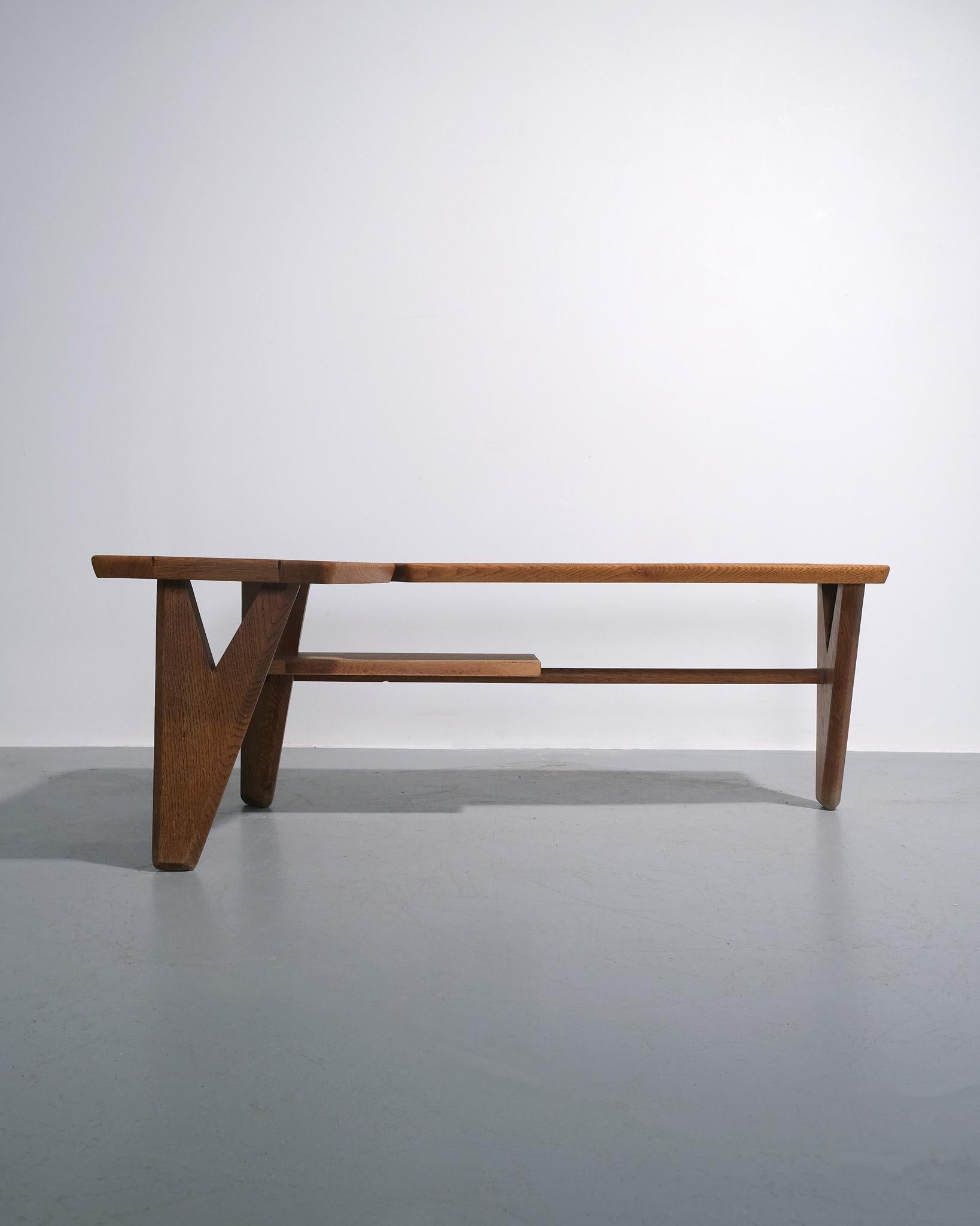 20th Century Guillerme et Chambron 'Boomerang' Coffee Table With Ceramic Tiles For Sale