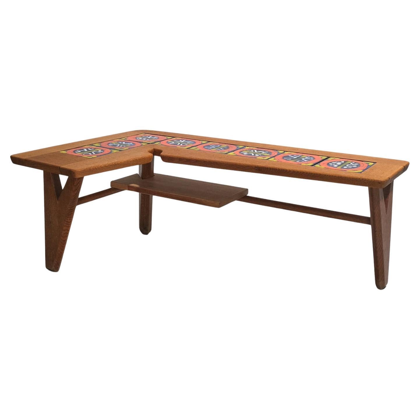 Guillerme et Chambron 'Boomerang' Coffee Table With Ceramic Tiles