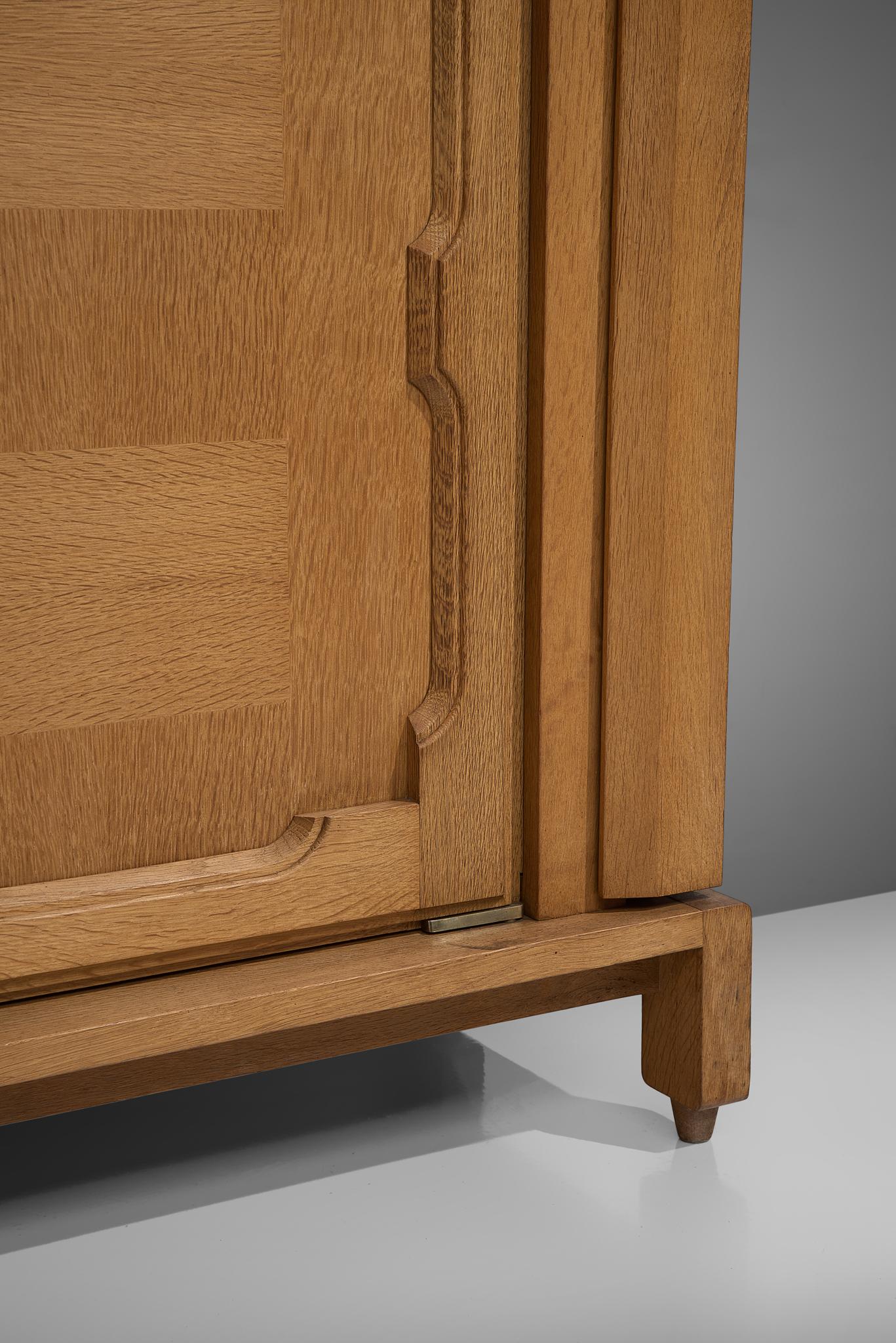 Late 20th Century Guillerme et Chambron 'Bouvine' Highboard in Oak