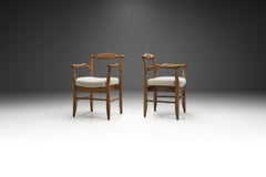 Guillerme et Chambron “Bridge Fumay” Pair of Dining Chairs, France 1960s