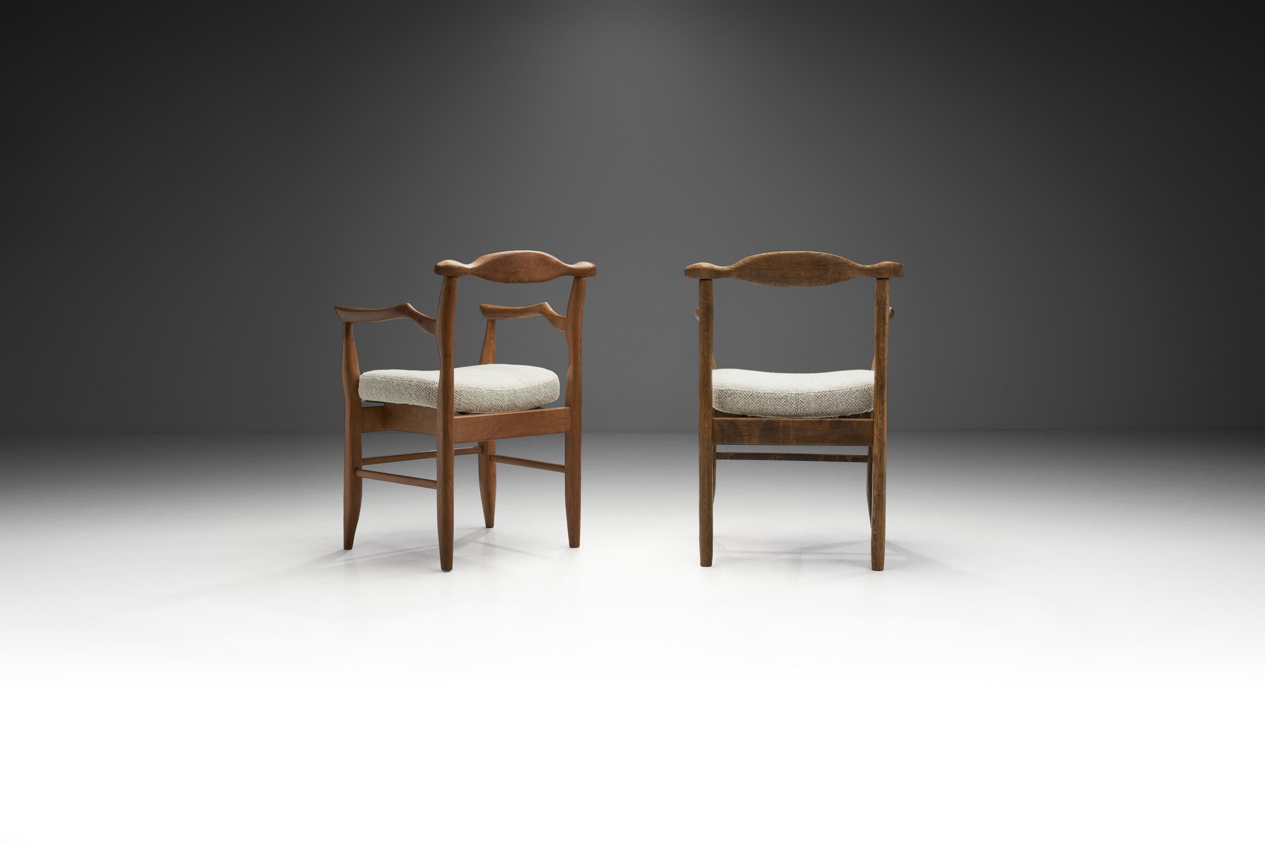 Guillerme et Chambron “Bridge Fumay” Pair of Dining Chairs, France 1960s In Good Condition For Sale In Utrecht, NL