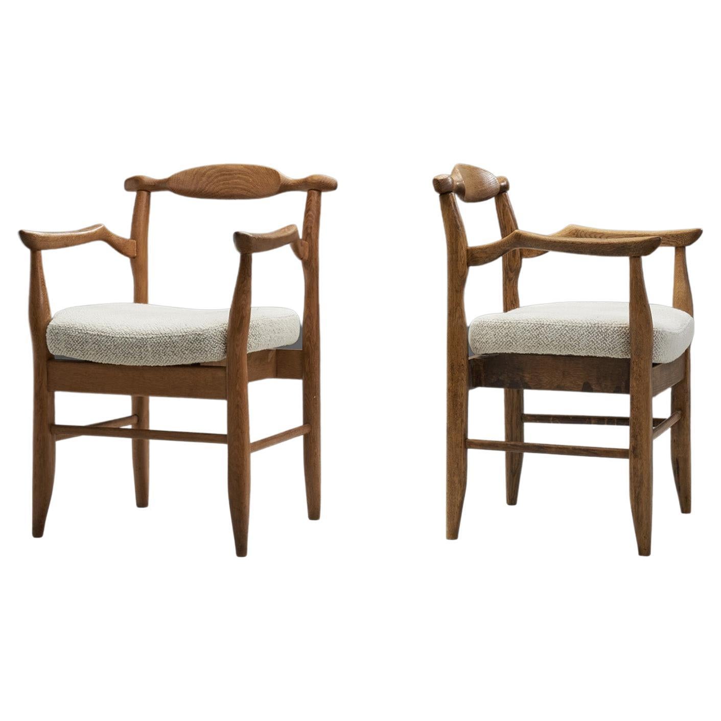 Guillerme et Chambron “Bridge Fumay” Pair of Dining Chairs, France 1960s For Sale