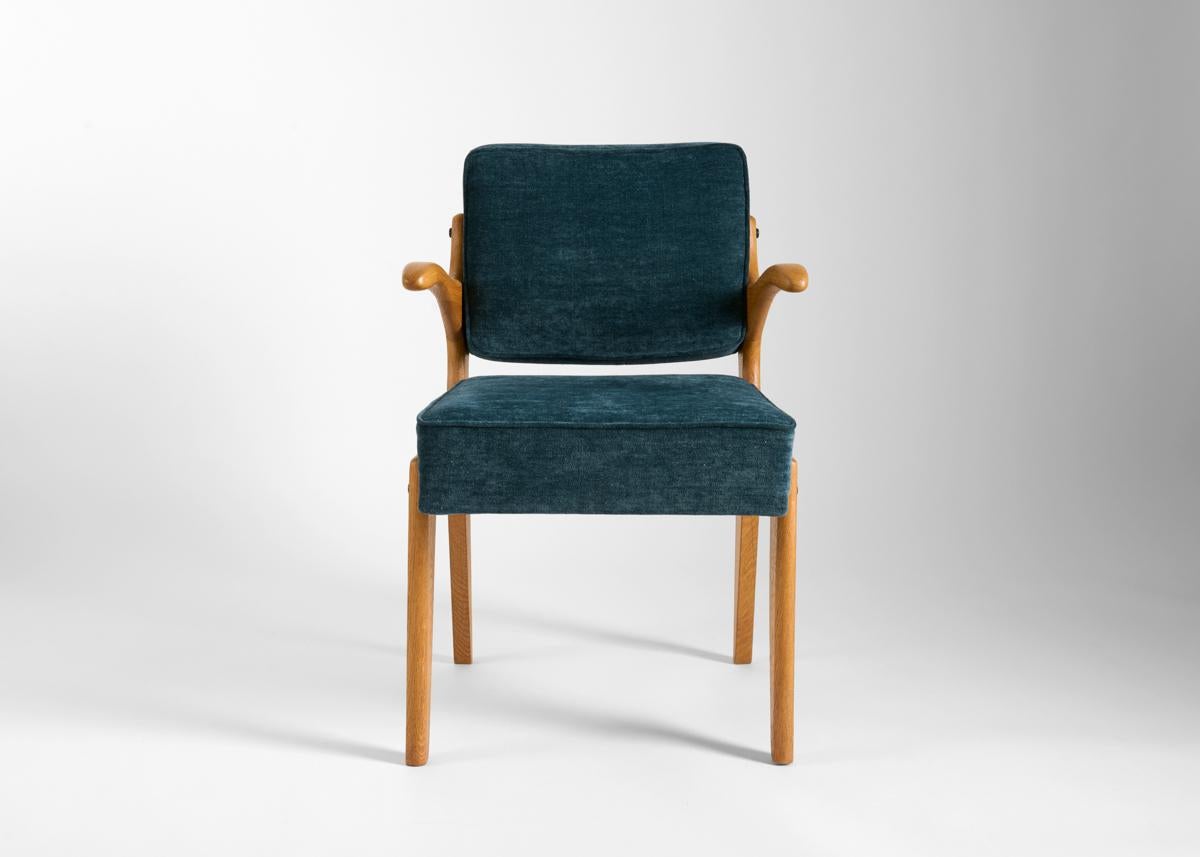 French Guillerme et Chambron, Bridge Marius, Pair of Dining Chairs, France, c. 1960 For Sale