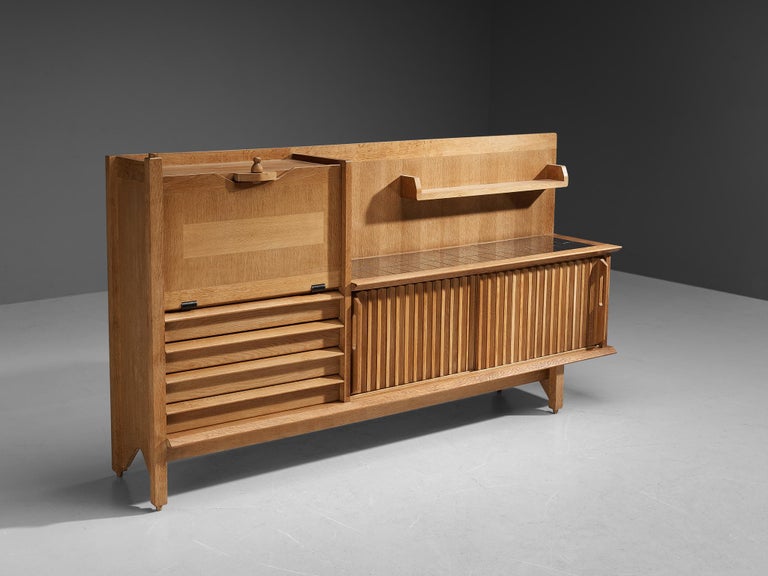 Guillerme et Chambron Buffet in Oak with Ceramic Tiles 4