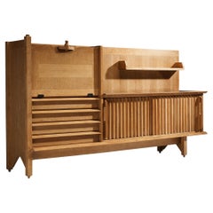 Retro Guillerme et Chambron Buffet in Oak with Ceramic Tiles