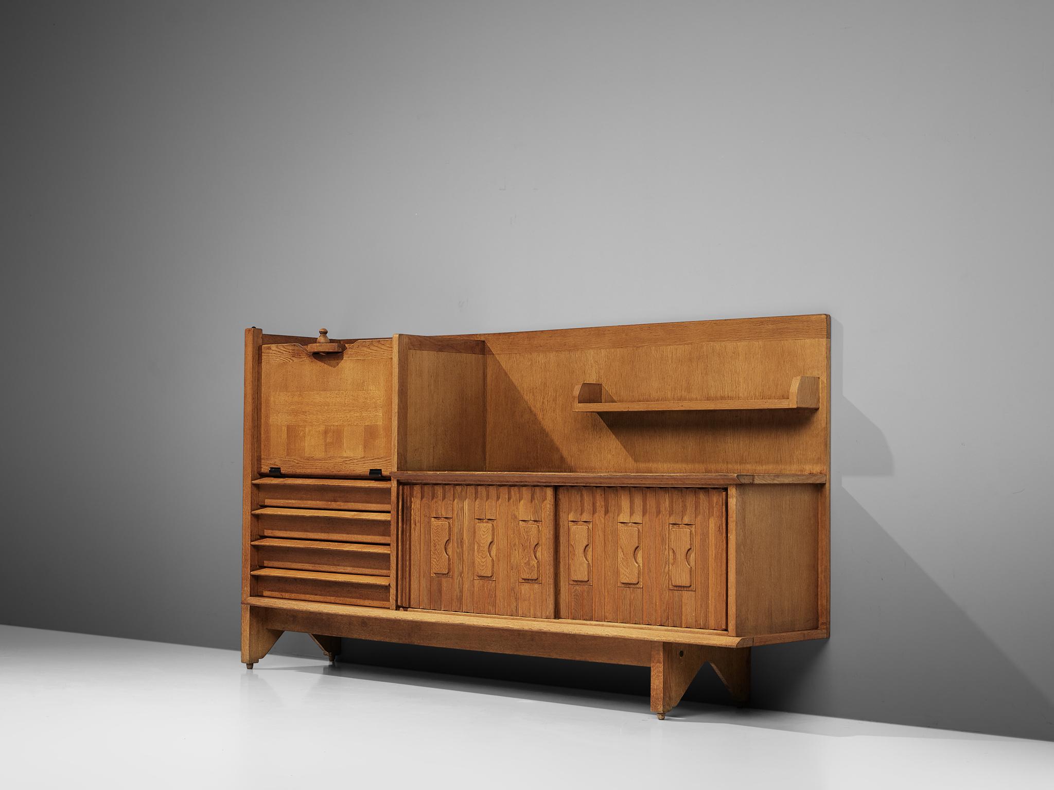 Mid-Century Modern Guillerme et Chambron Buffet with Ceramic Tiles