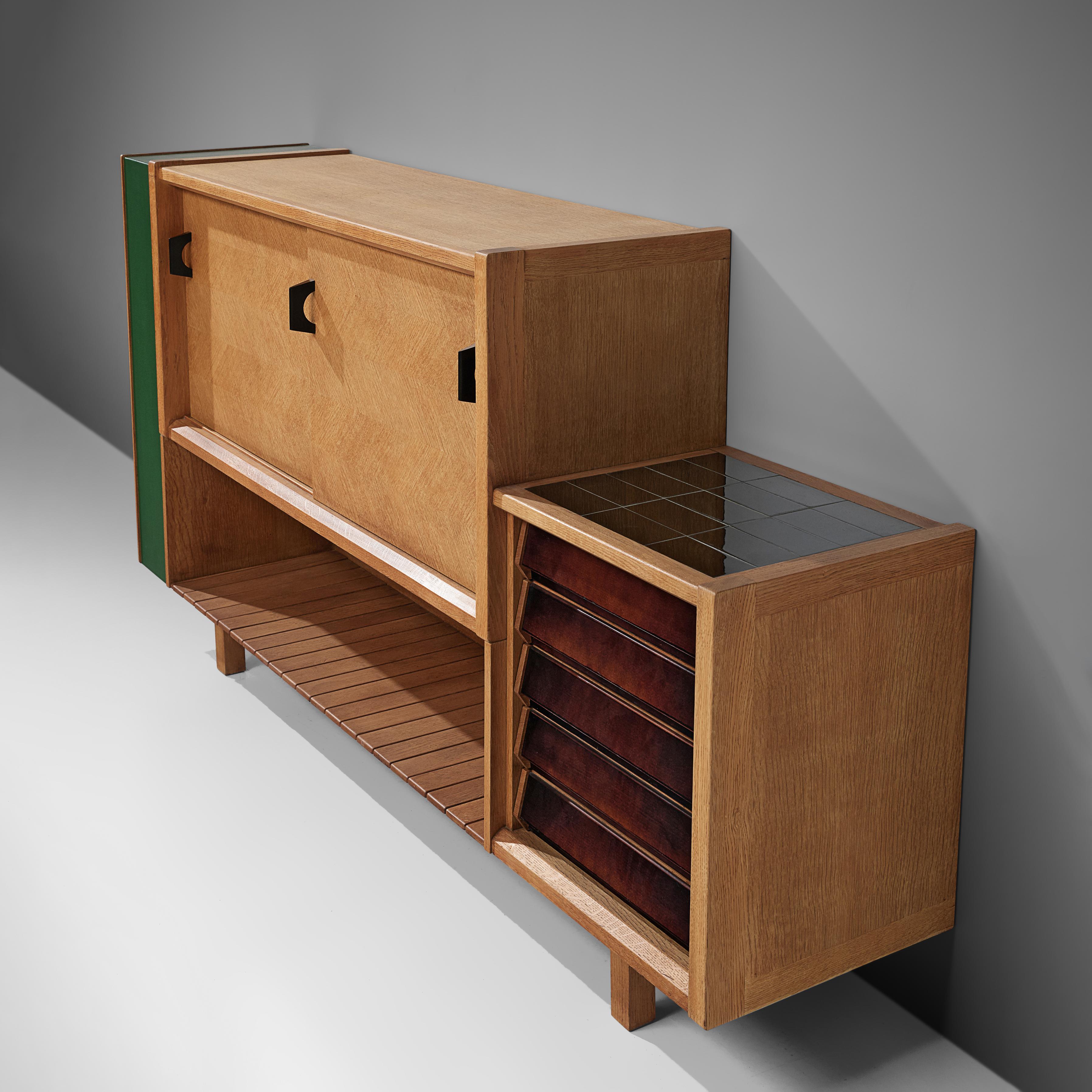 Guillerme & Chambron Cabinet in Oak with Various Storage Facility  7