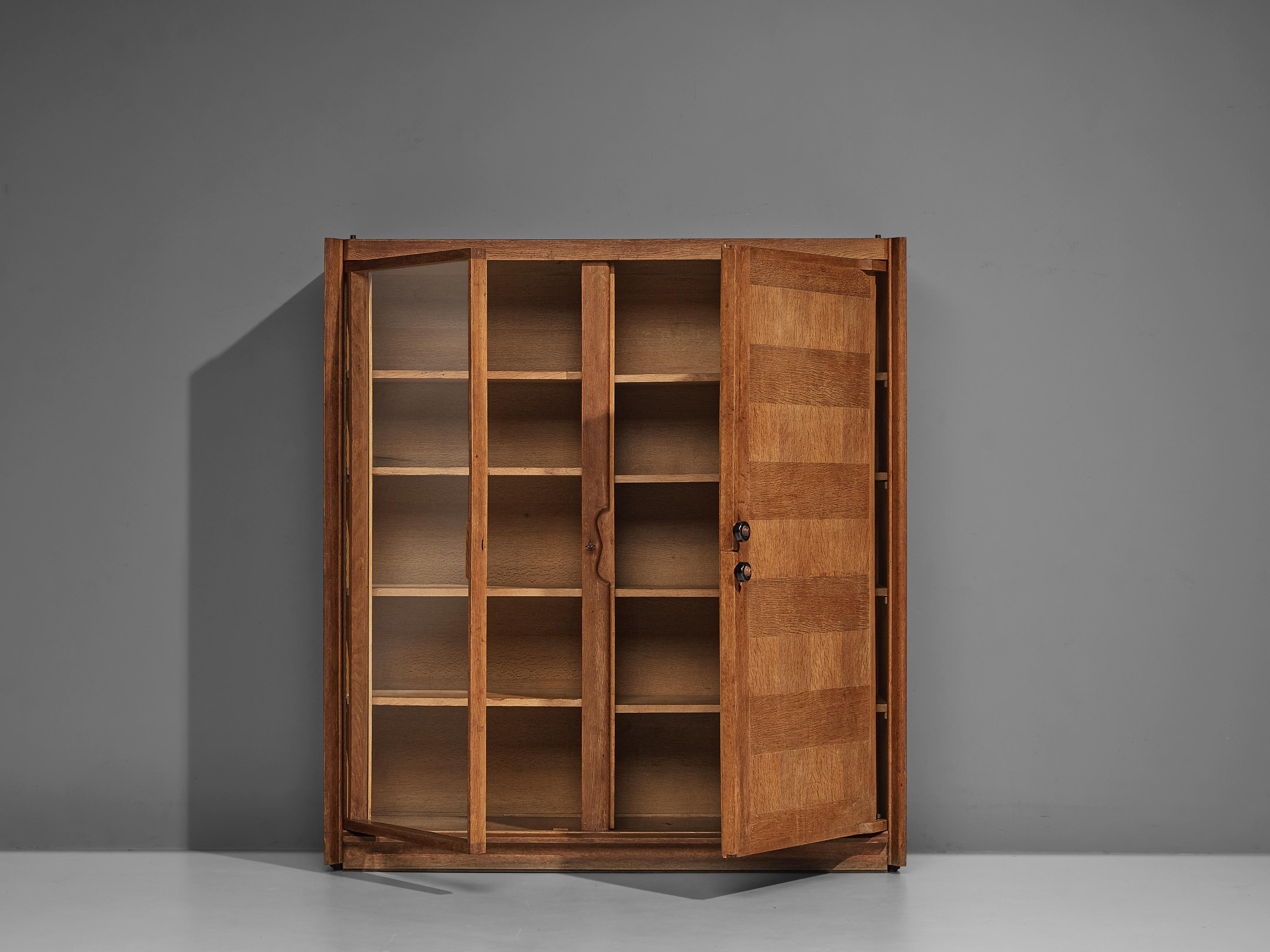 French Guillerme et Chambron Cabinet in Oak with Glass Door