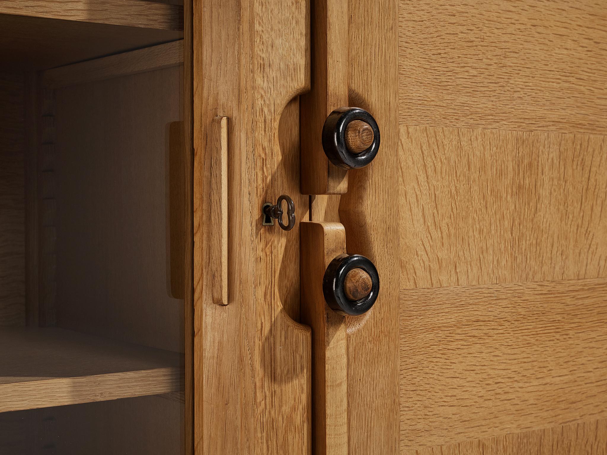 Guillerme et Chambron Cabinet in Oak with Glass Door 1