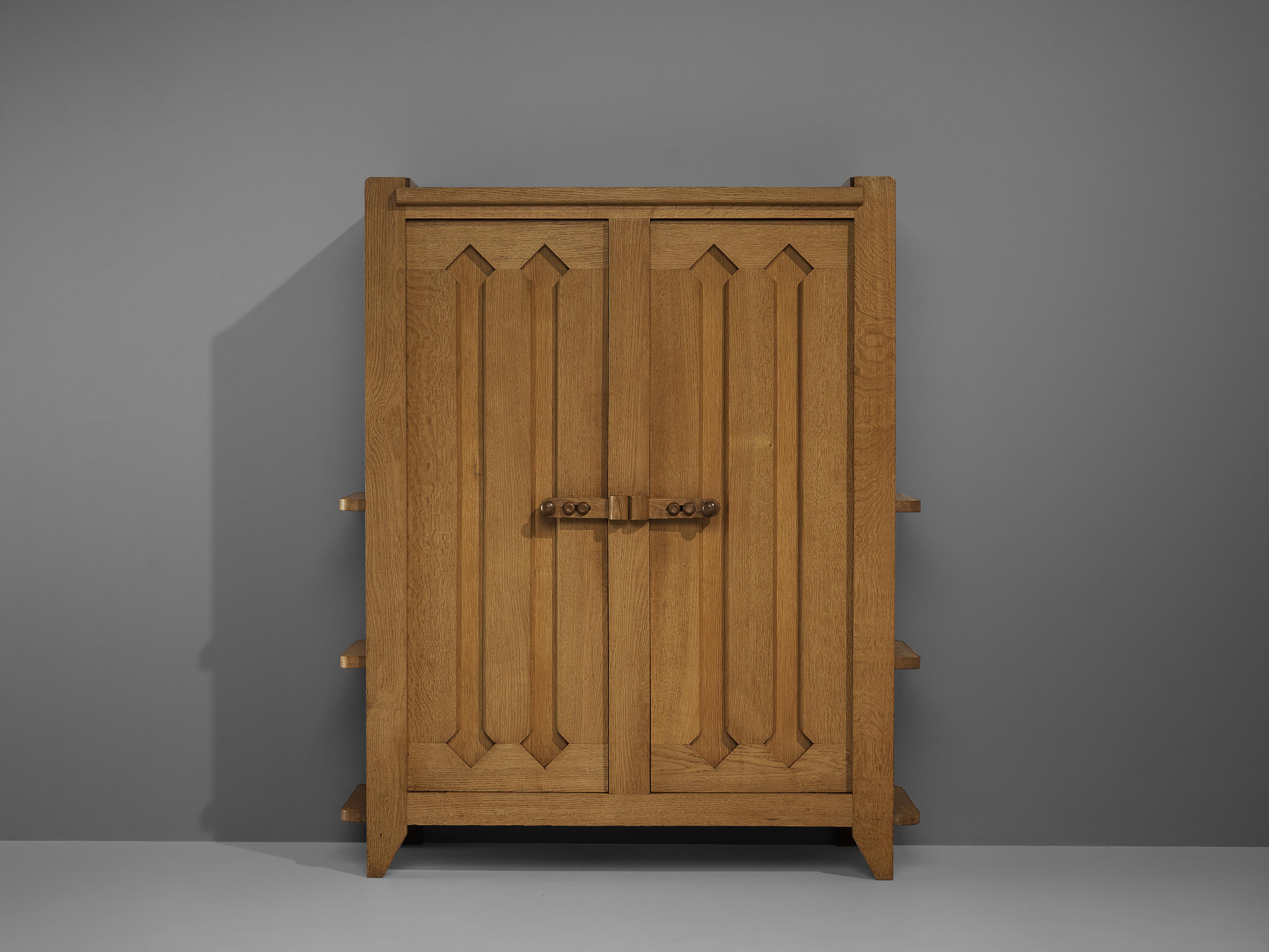 French Guillerme et Chambron Cabinet with Graphical Doors in Oak