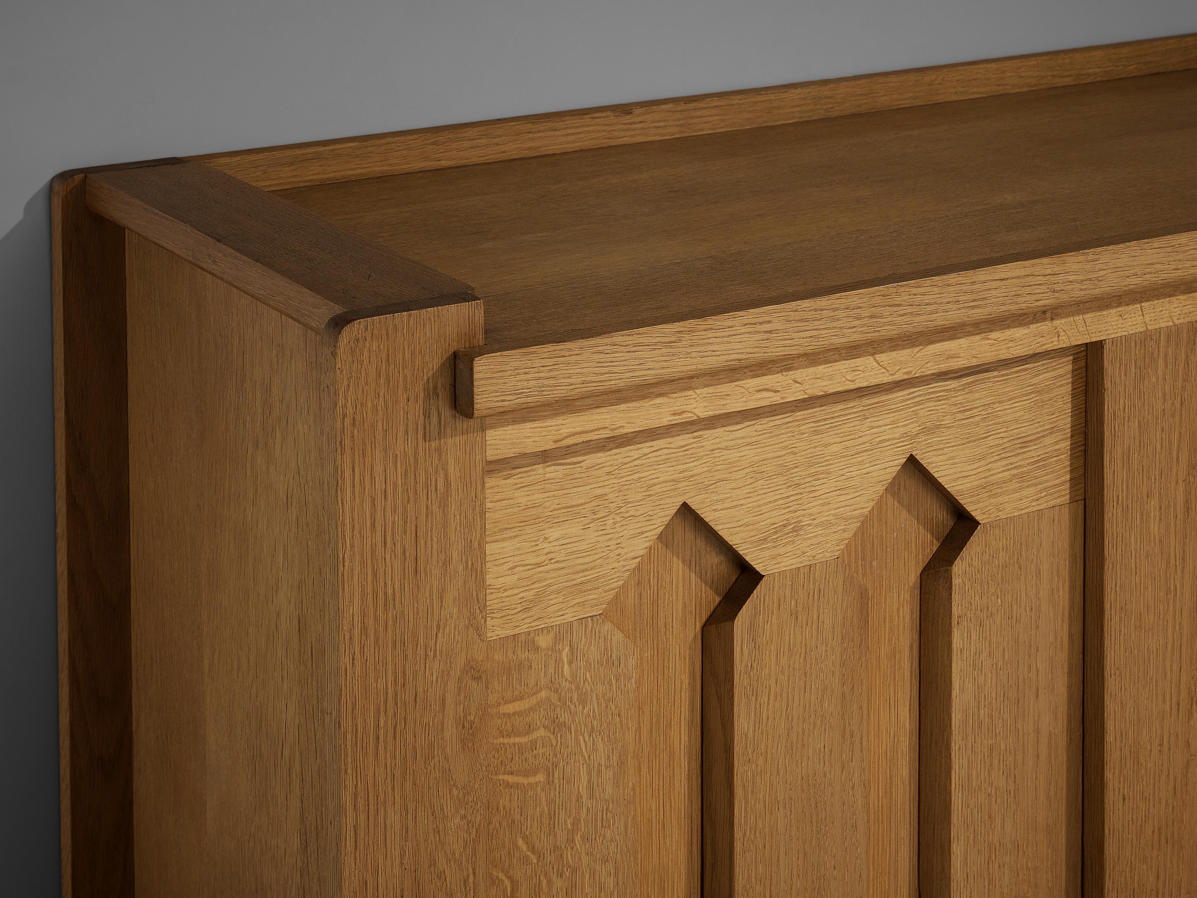 Guillerme et Chambron Cabinet with Graphical Doors in Oak 1
