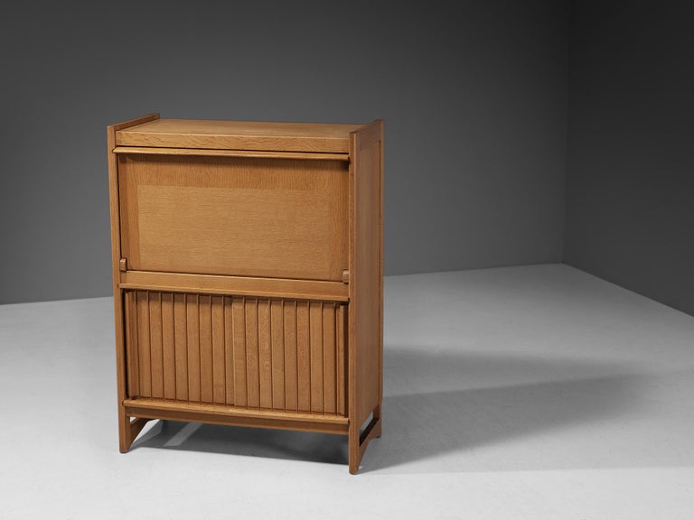 Mid-Century Modern Guillerme et Chambron Cabinet in Solid Oak For Sale