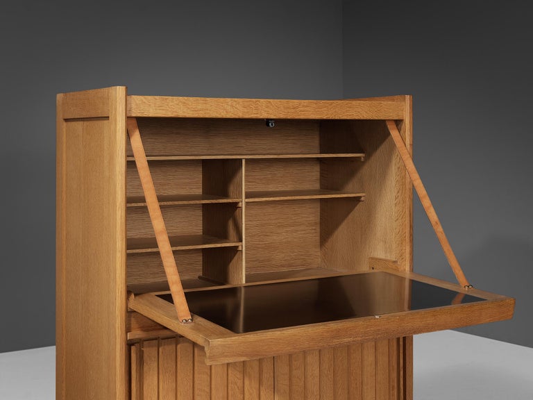 Mid-20th Century Guillerme et Chambron Cabinet in Solid Oak For Sale