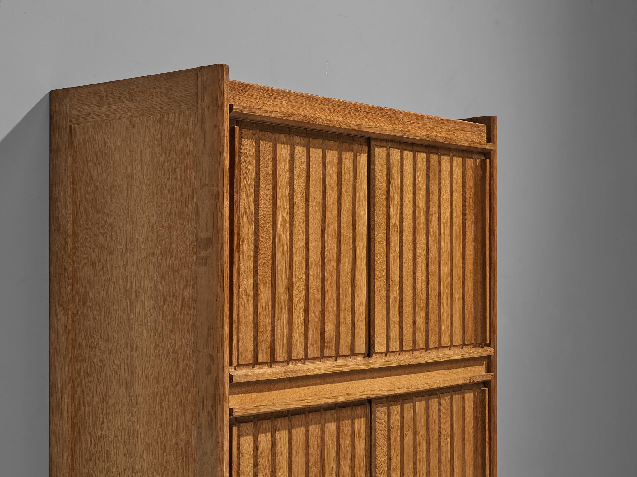 Mid-20th Century Guillerme & Chambron Cabinet in Solid Oak