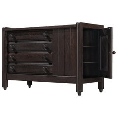 Retro Guillerme et Chambron Cabinet in Stained Oak