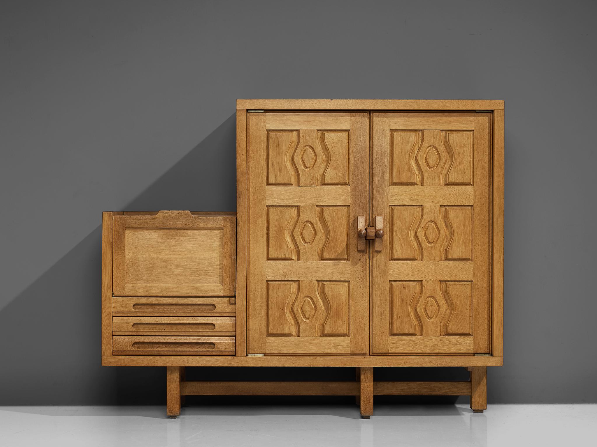 French Guillerme et Chambron Cabinet 'Thierry' in Oak