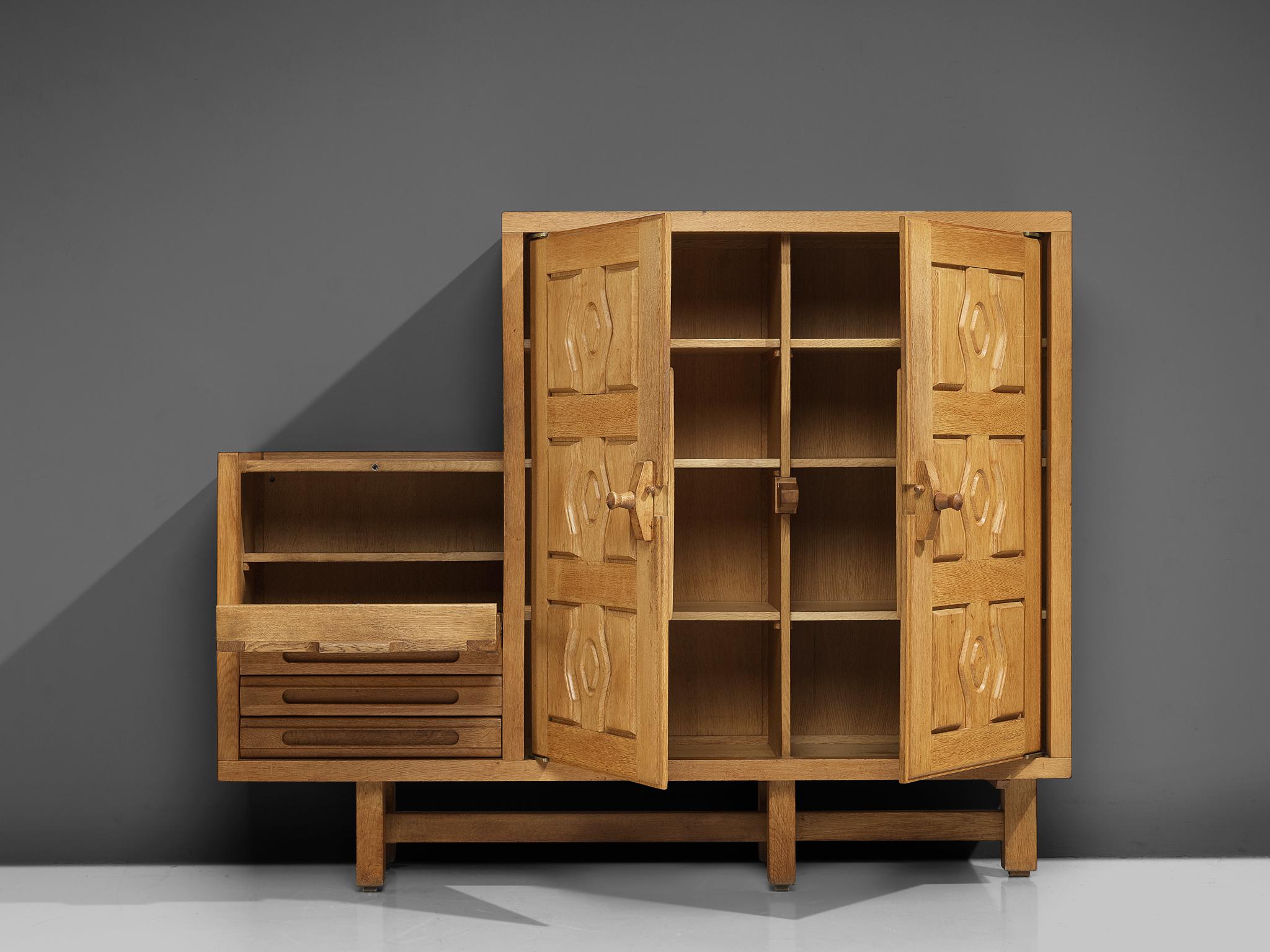 Mid-20th Century Guillerme et Chambron Cabinet 'Thierry' in Oak