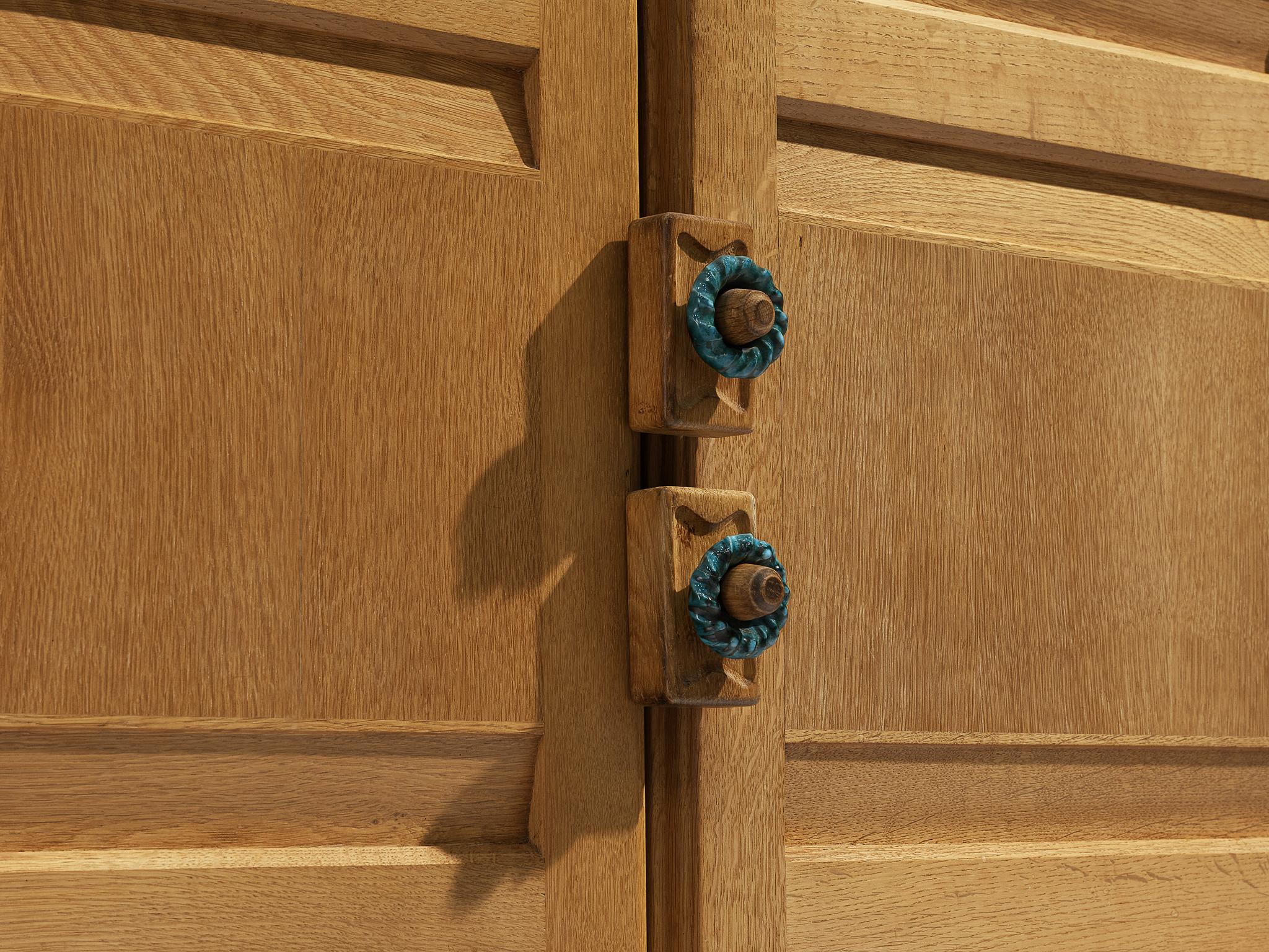 Mid-Century Modern Guillerme et Chambron Cabinet with Ceramic Handles