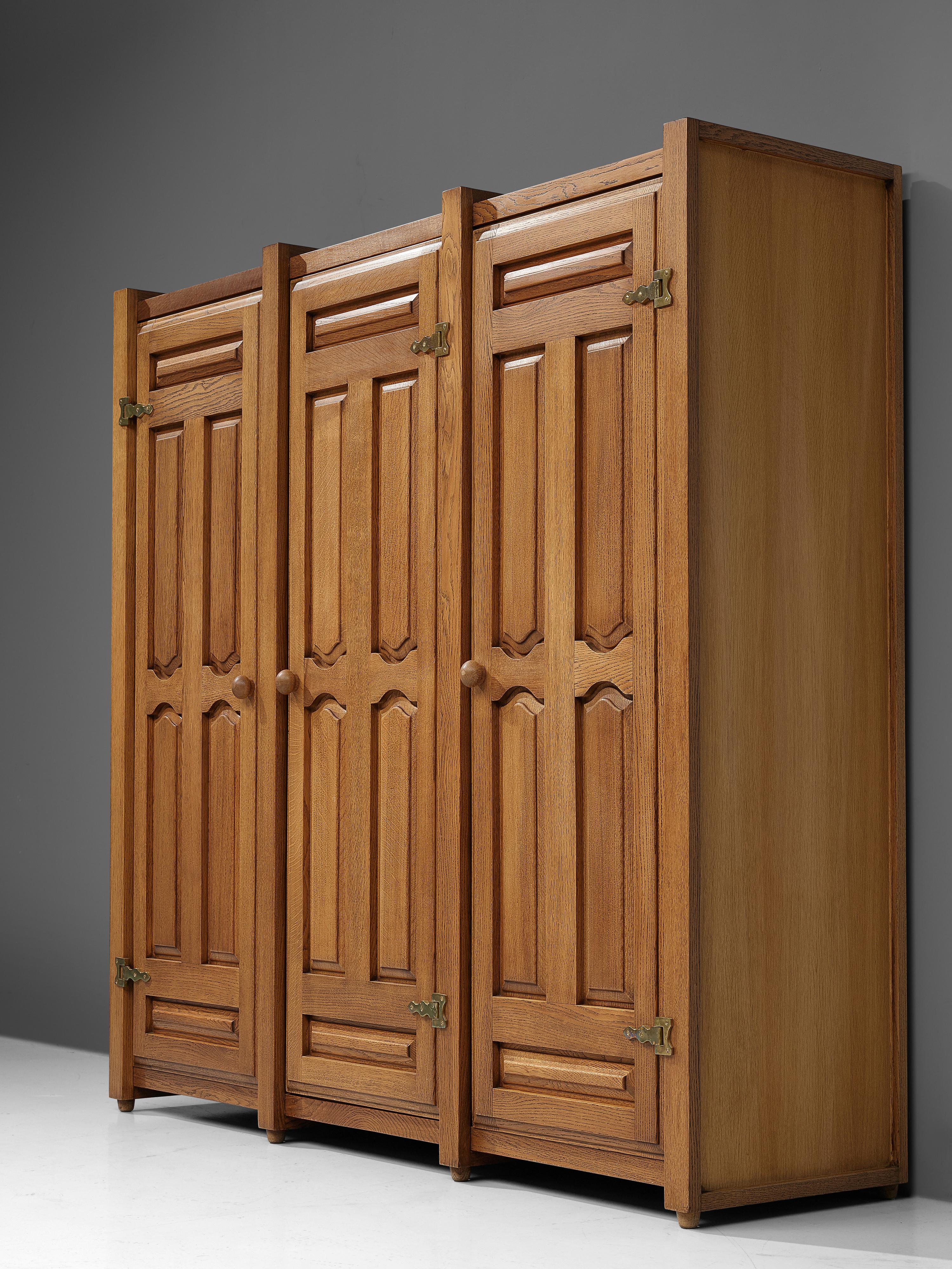 French Guillerme et Chambron Cabinet with Three Doors in Oak