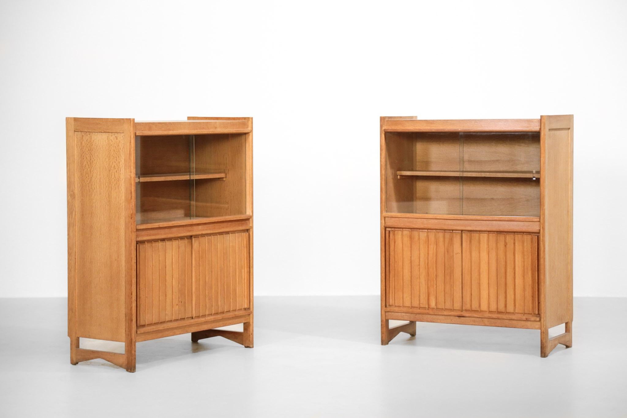 Oak Guillerme et Chambron Cabinets for Votre Maison, 1960s, Set of Two