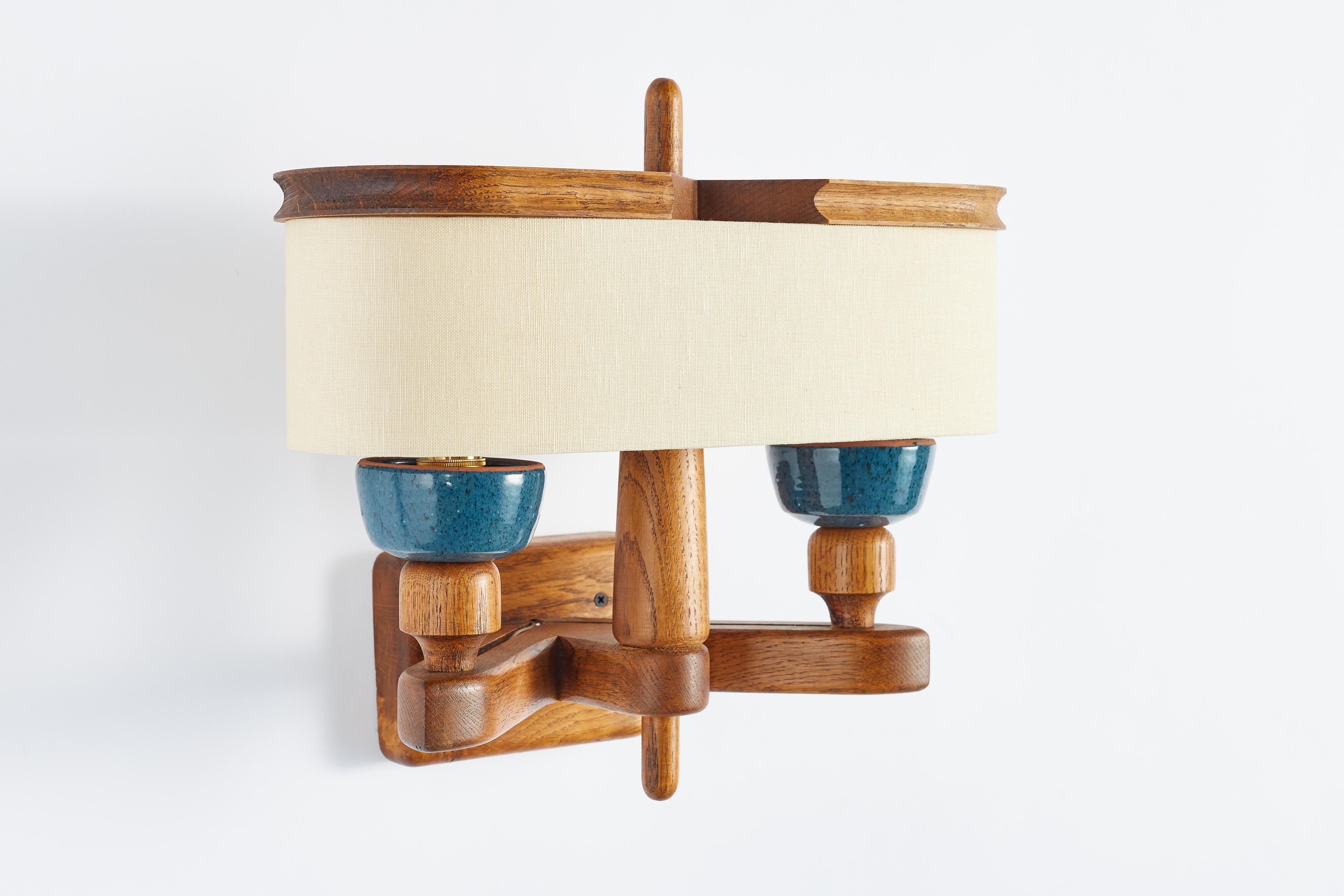 Mid-20th Century Guillerme et Chambron Ceramic Wall Sconce For Sale
