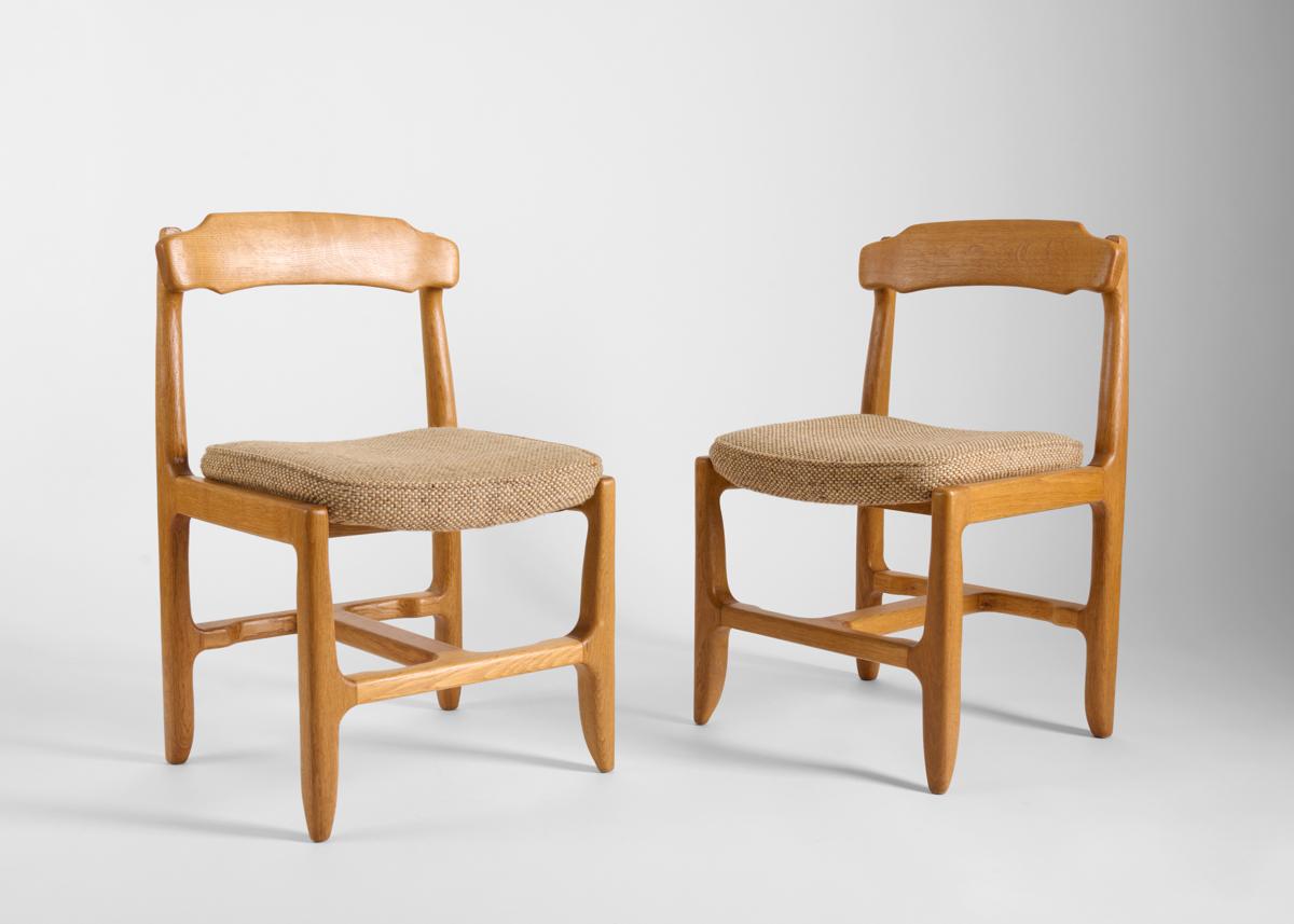 Mid-Century Modern Guillerme et Chambron, Chaise Véronique, Set of Four Side Chairs, France, C 1970 For Sale