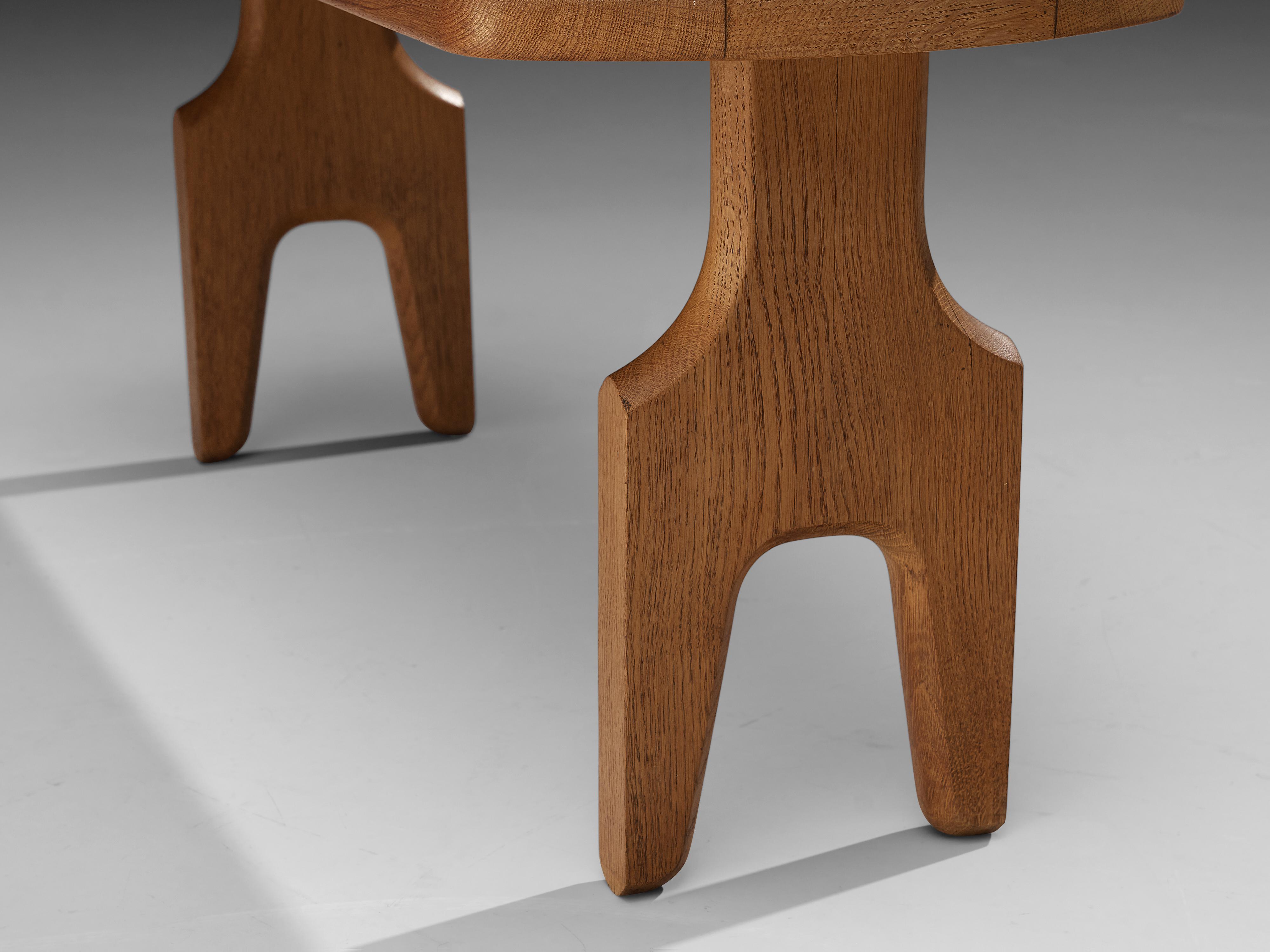 Guillerme et Chambron Coffee Table in Oak with Ceramic Inlay 4