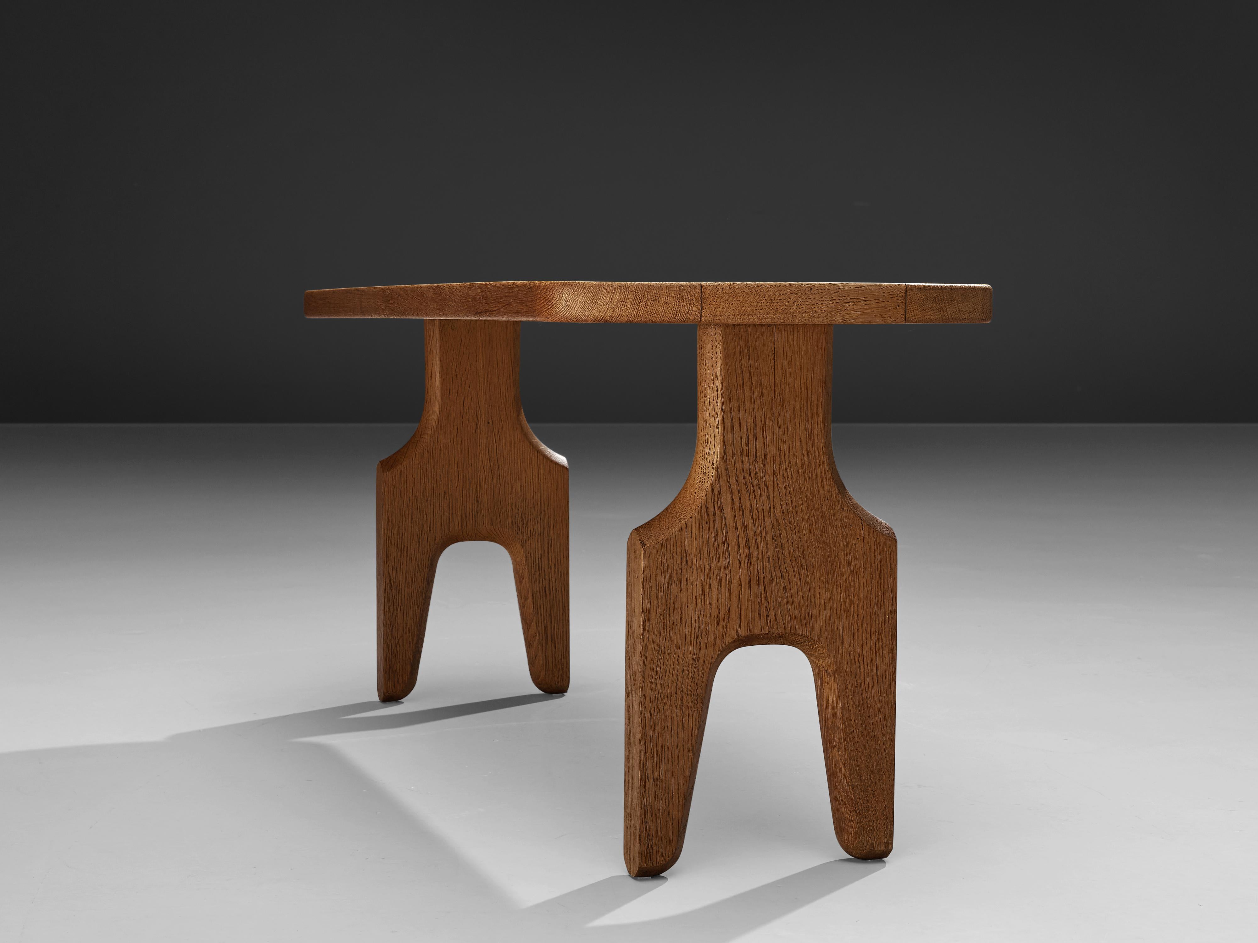 Guillerme et Chambron Coffee Table in Oak with Ceramic Inlay 2