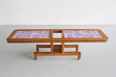 Guillerme et Chambron Coffee Table, Oak and Ceramic, Votre Maison, France, 1960s