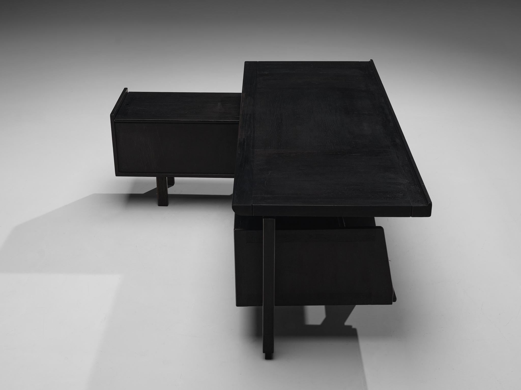 Guillerme et Chambron Corner Desk in Black Stained Oak 2