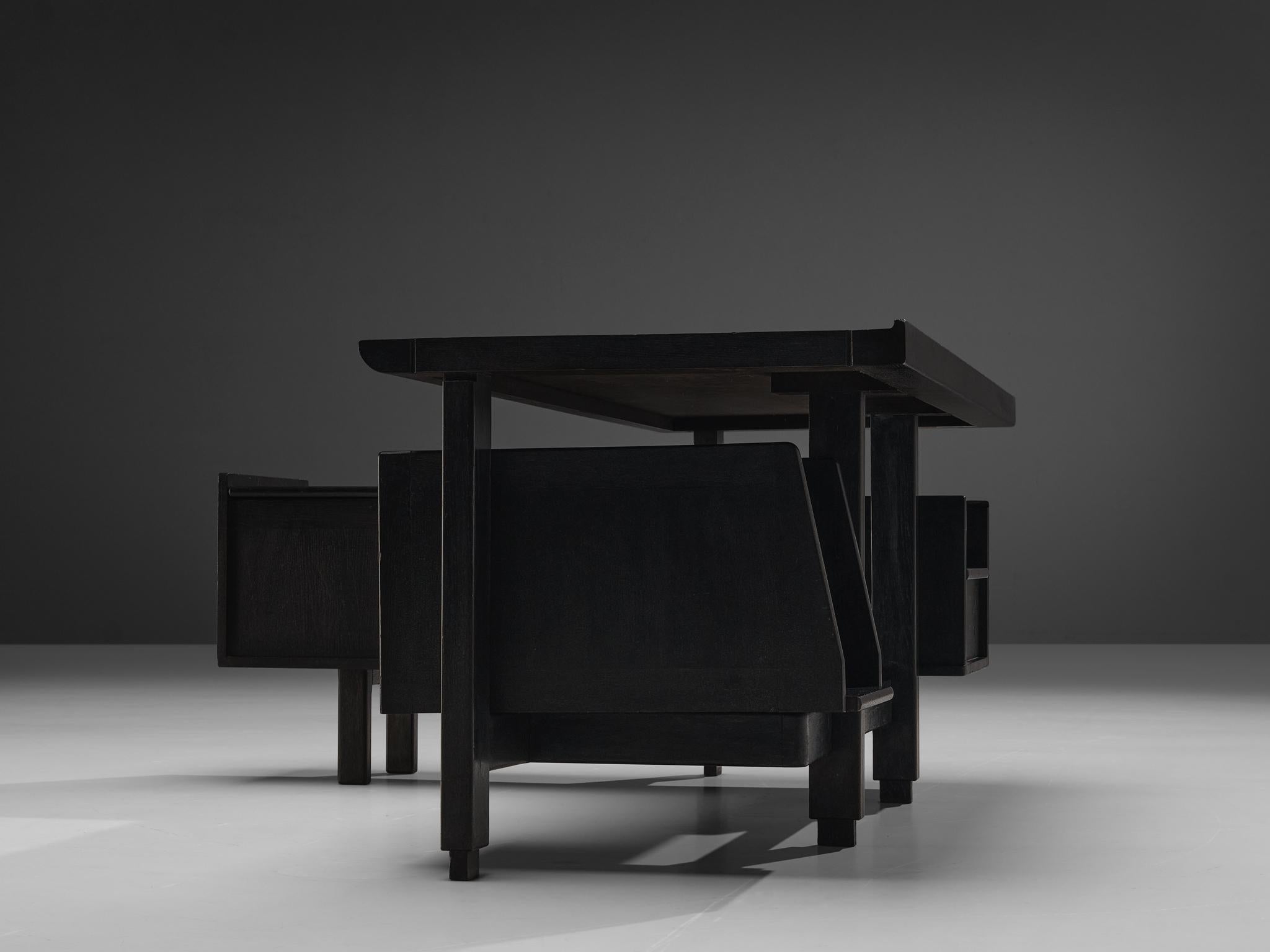 Guillerme et Chambron Corner Desk in Black Stained Oak 3