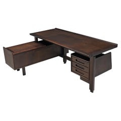 Guillerme & Chambron Corner Desk in Brown Stained Oak