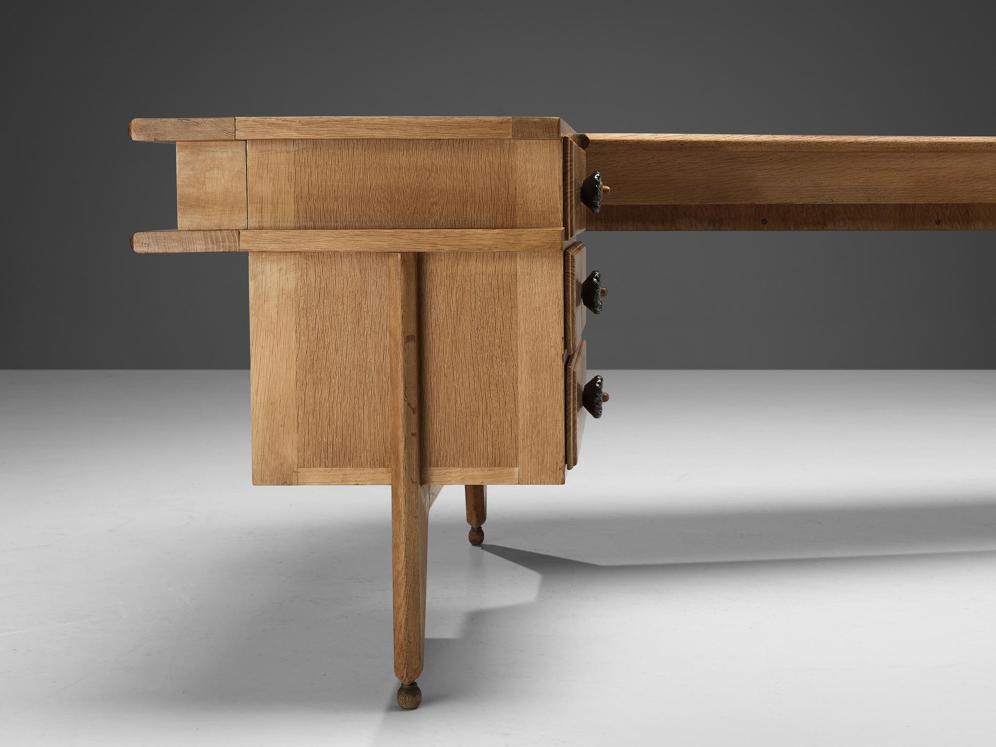 French Guillerme & Chambron Corner Desk in Solid Oak