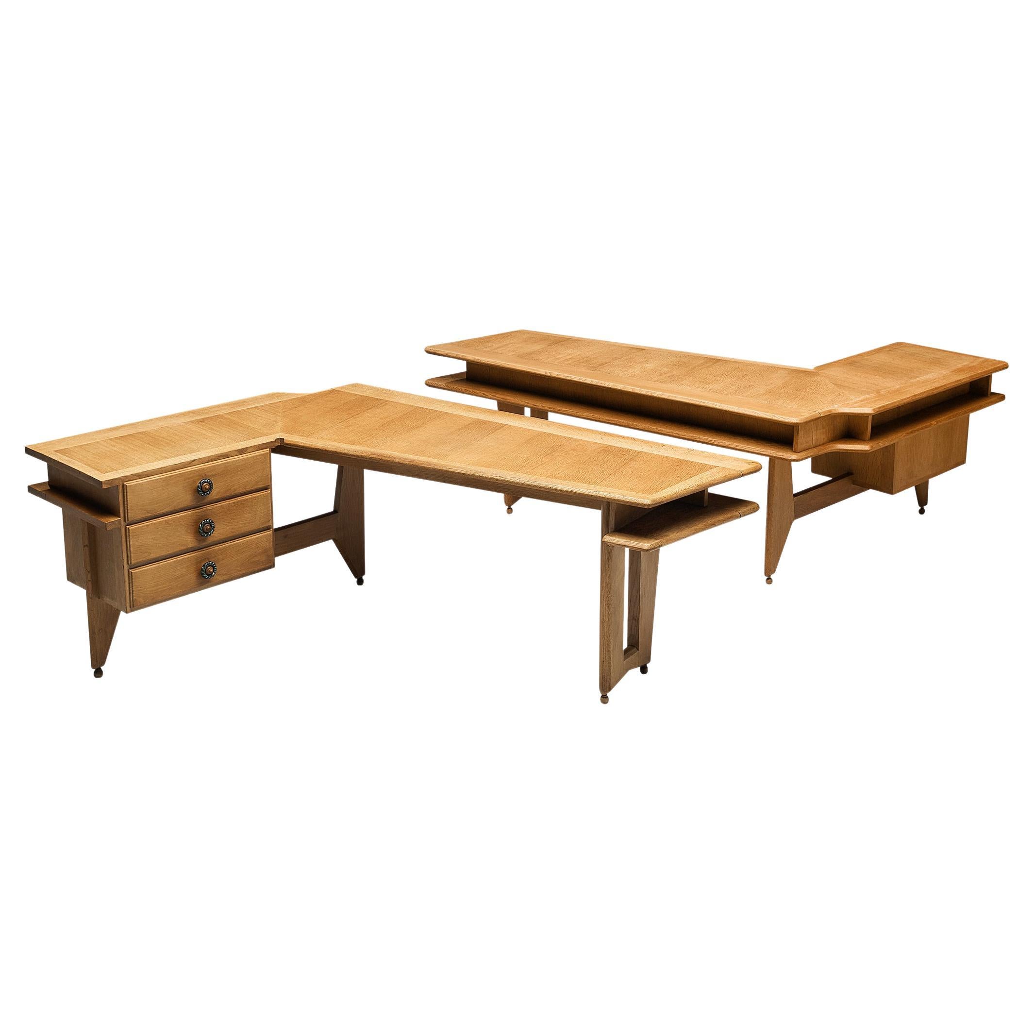 Guillerme et Chambron Corner Desks in Solid Oak