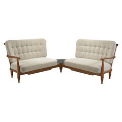 Ecksofa aus Guillerme et Chambron mit Fayence-Tisch, Frankreich 1960er Jahre