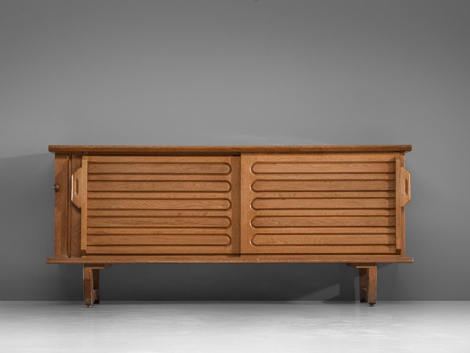 Mid-Century Modern Guillerme et Chambron Credenza in Solid Oak