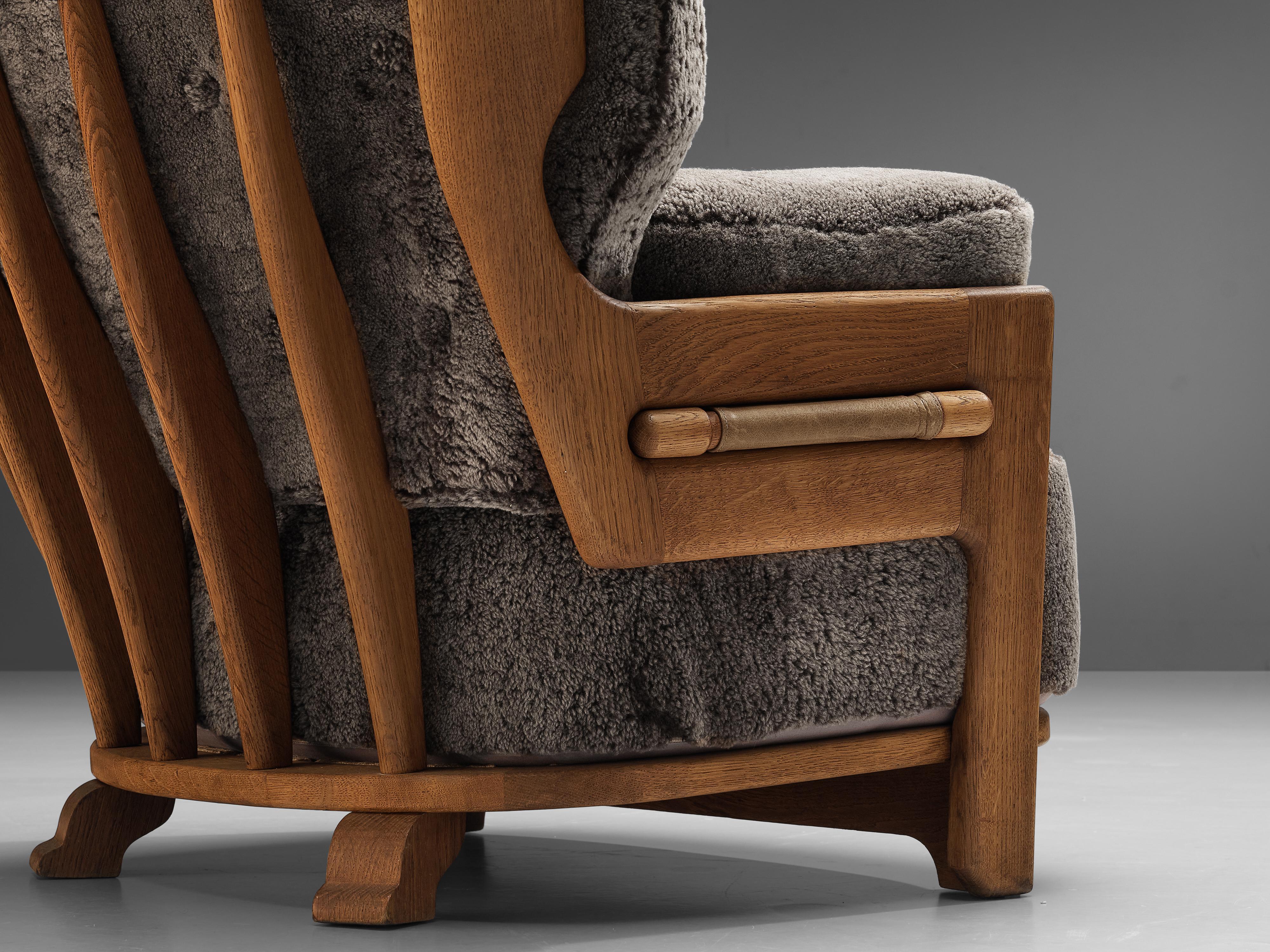 Mid-Century Modern Guillerme et Chambron Customizable 'Denis' Lounge Chair in Oak