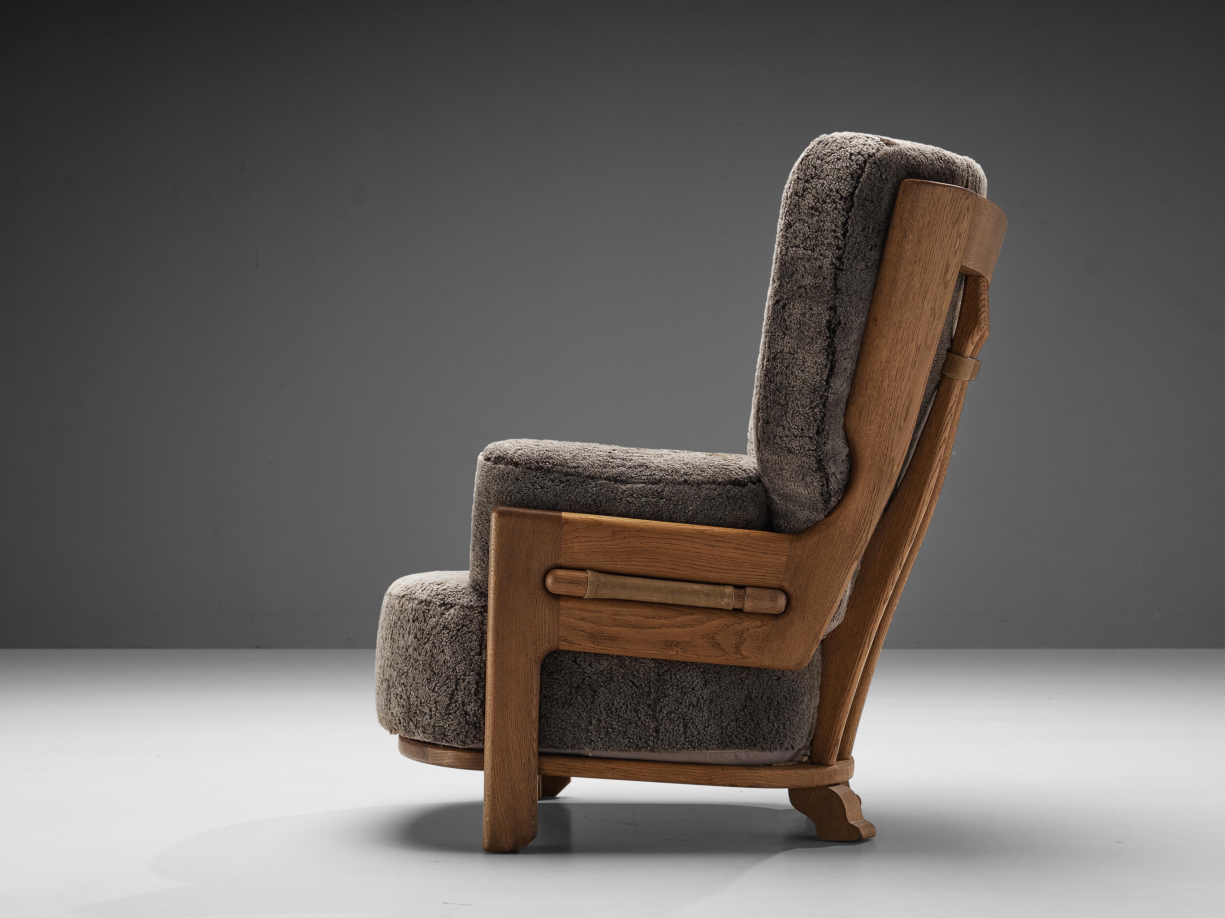 French Guillerme et Chambron Customizable 'Denis' Lounge Chair in Oak