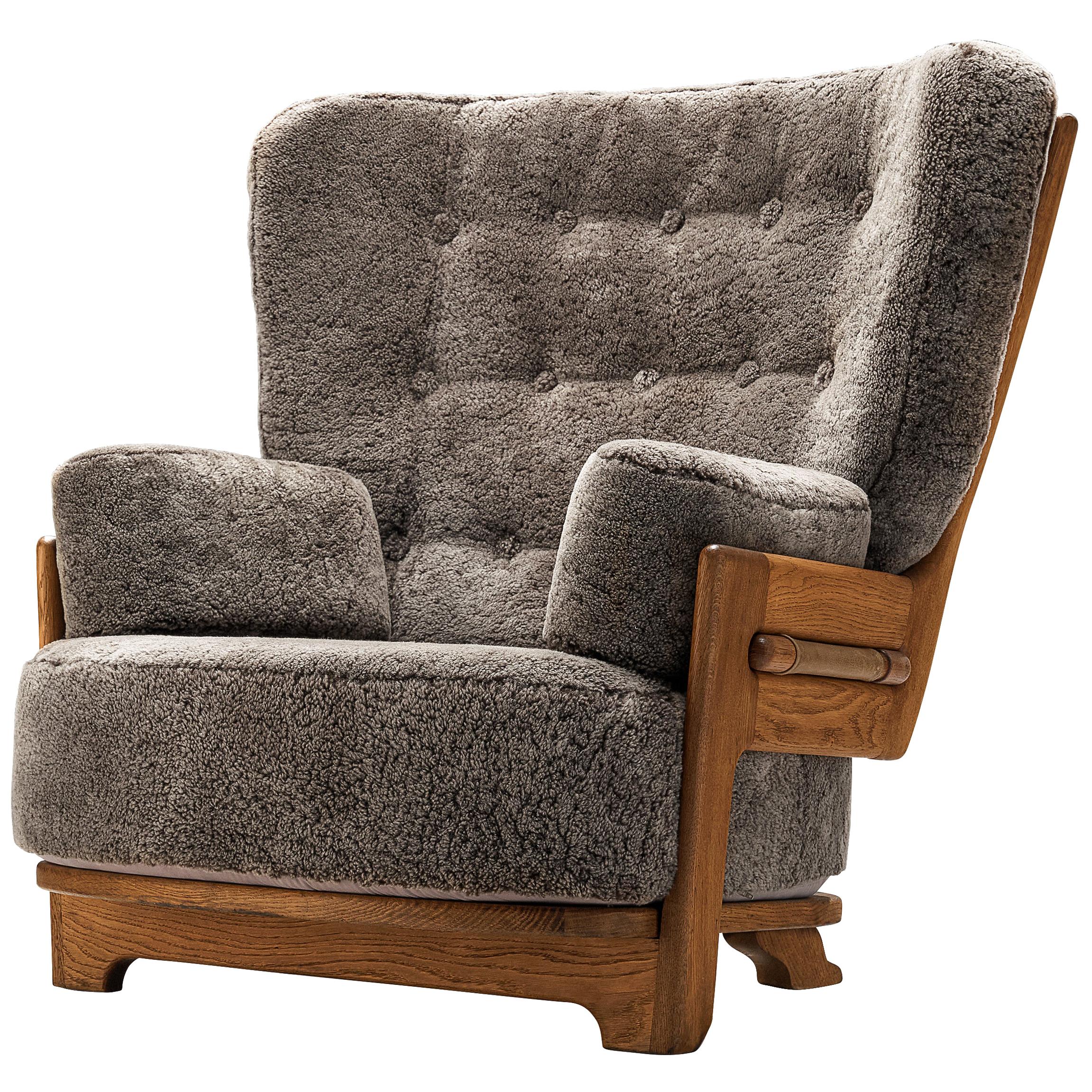 Guillerme et Chambron Customizable 'Denis' Lounge Chair in Oak