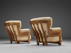 Guillerme et Chambron Customizable Pair of 'Denis' Lounge Chairs in Oak