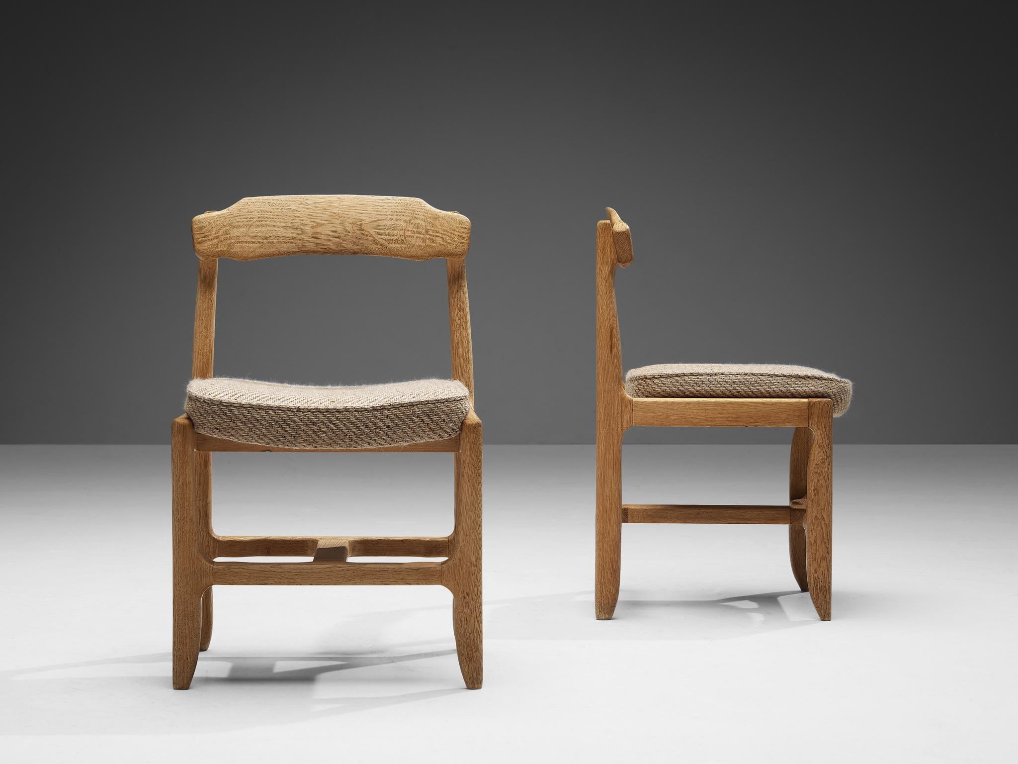 French Guillerme et Chambron Customizable Pair of Chairs in Oak