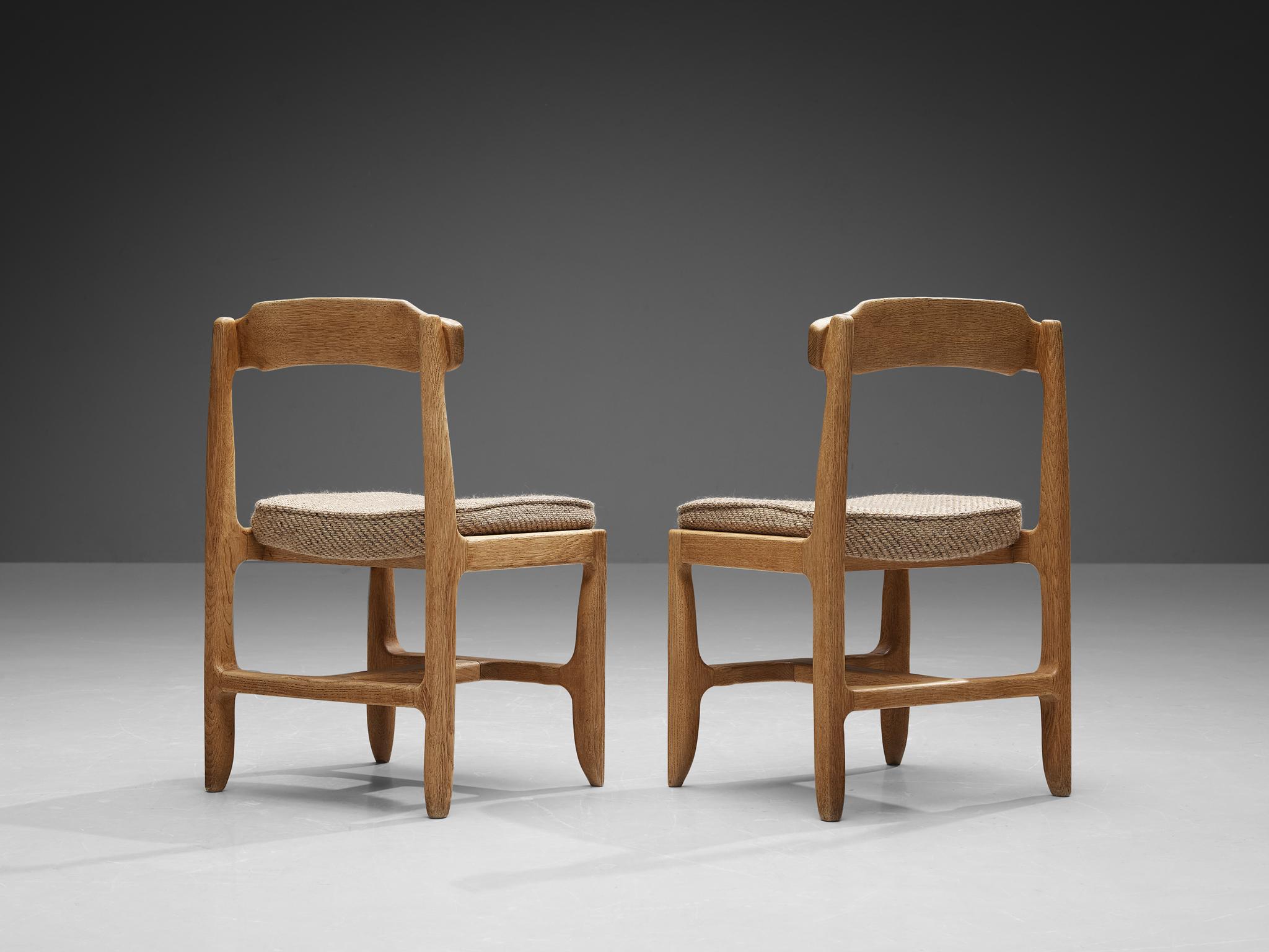 Mid-20th Century Guillerme et Chambron Customizable Pair of Chairs in Oak